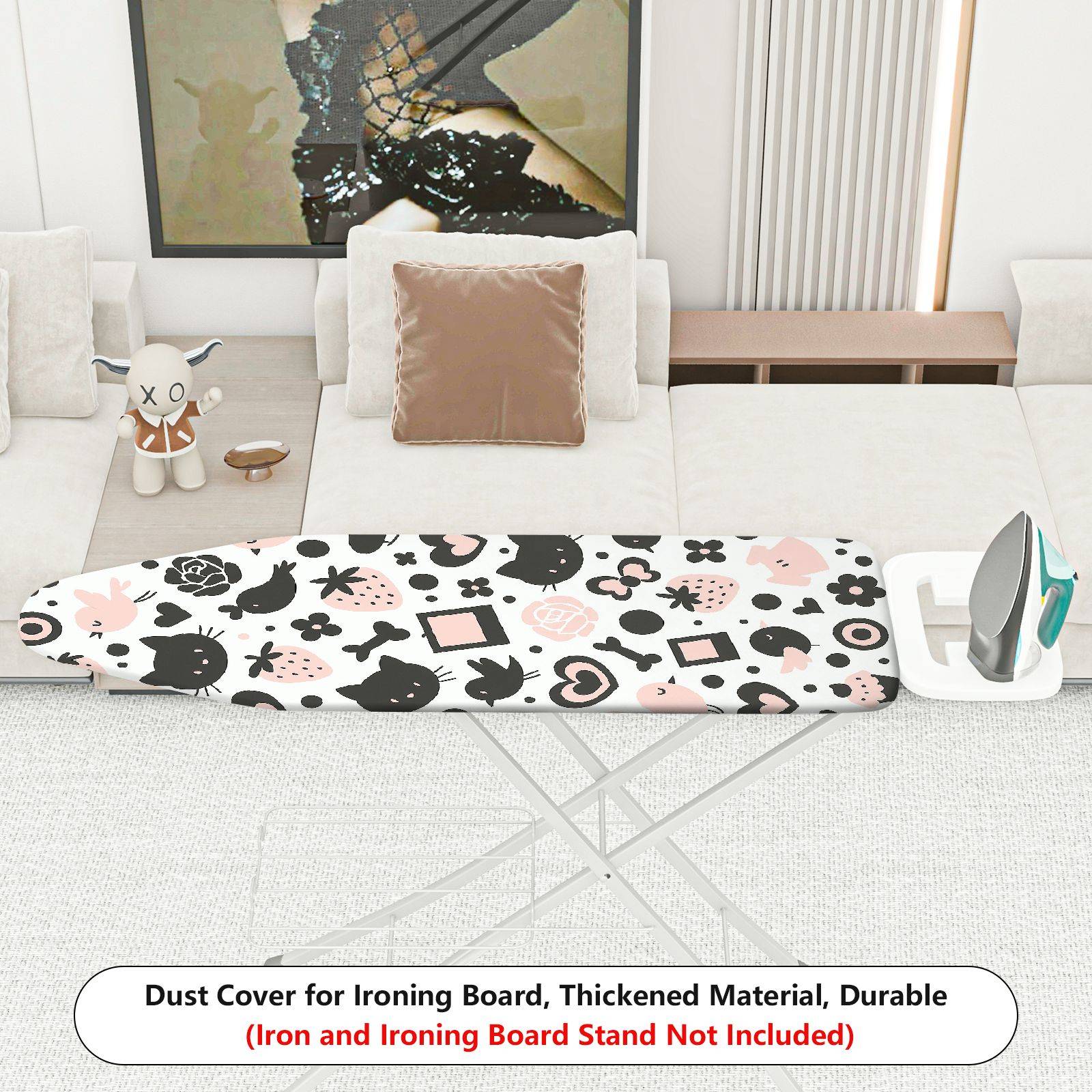 1-Piece Cat Bird Flower  Ironing Board Cover, Universal Size, Without Board