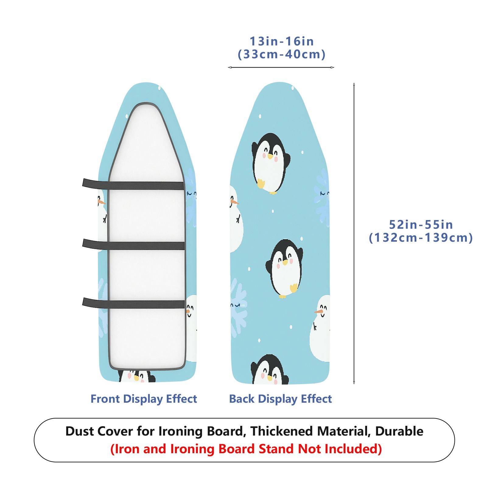 1-Piece Penguin Snowflake Snowman  Ironing Board Cover, Universal Size, Without Board