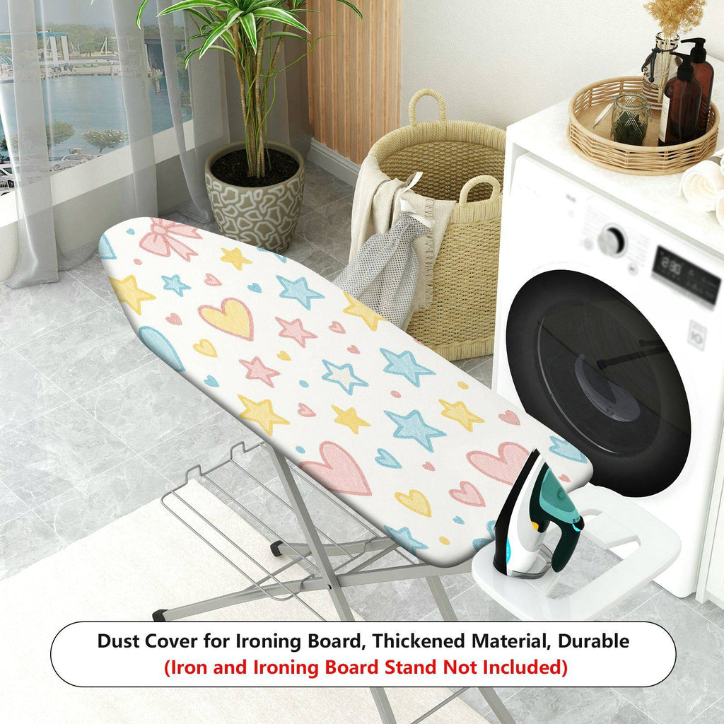 1-Piece Colorful Hearts Stars Bows  Ironing Board Cover, Universal Size, Without Board