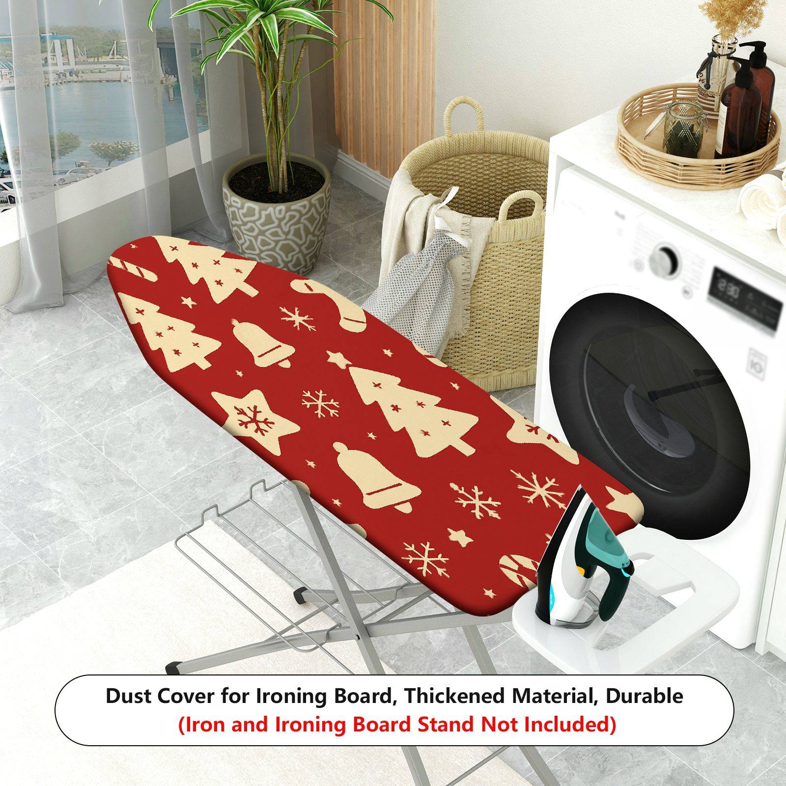 1-Piece Christmas Bell Tree  Ironing Board Cover, Universal Size, Without Board