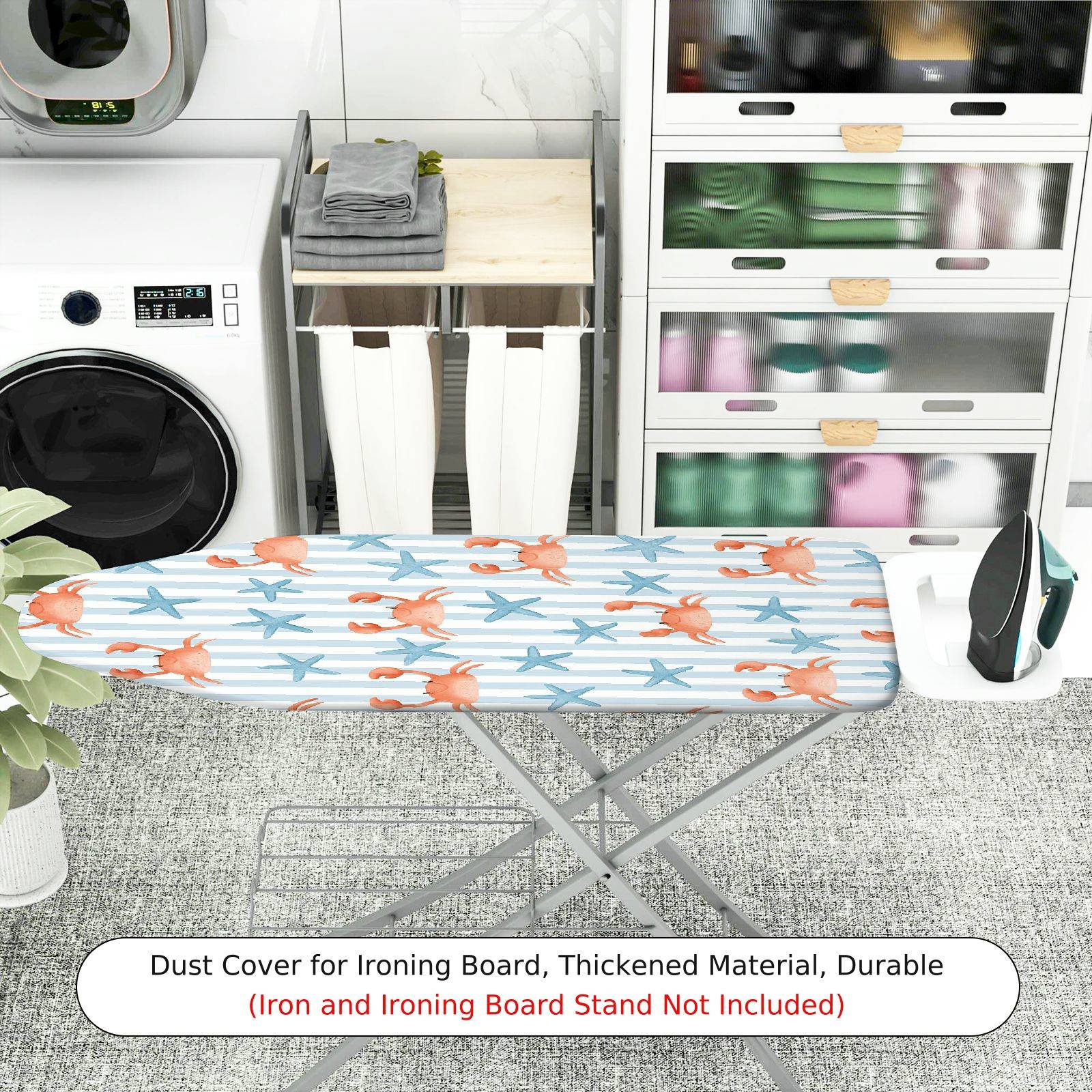 1-Piece Crab Starfish Stripe  Ironing Board Cover, Universal Size, Without Board