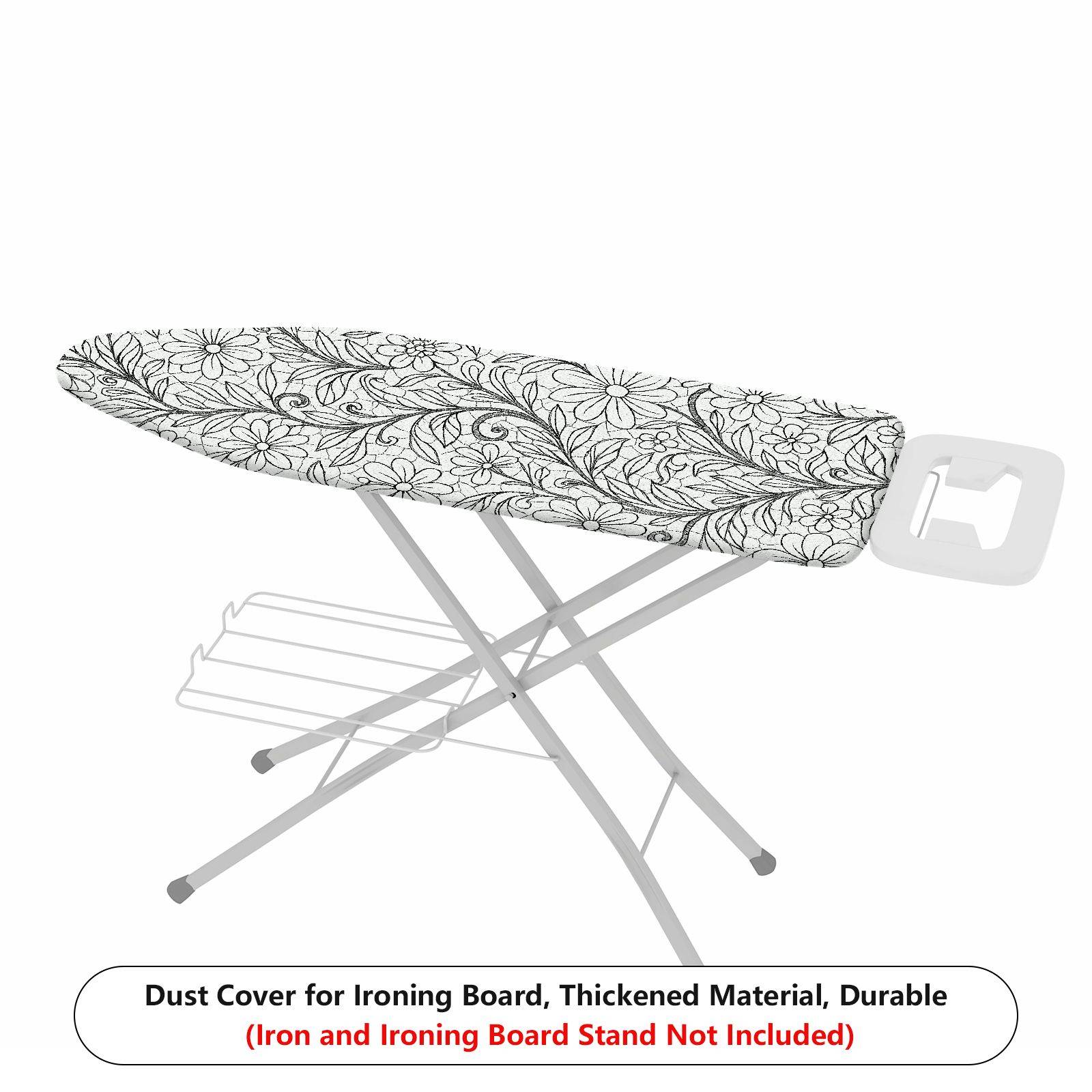 1-Piece Floral Pattern Leaf Design Black and White  Ironing Board Cover, Universal Size, Without Board