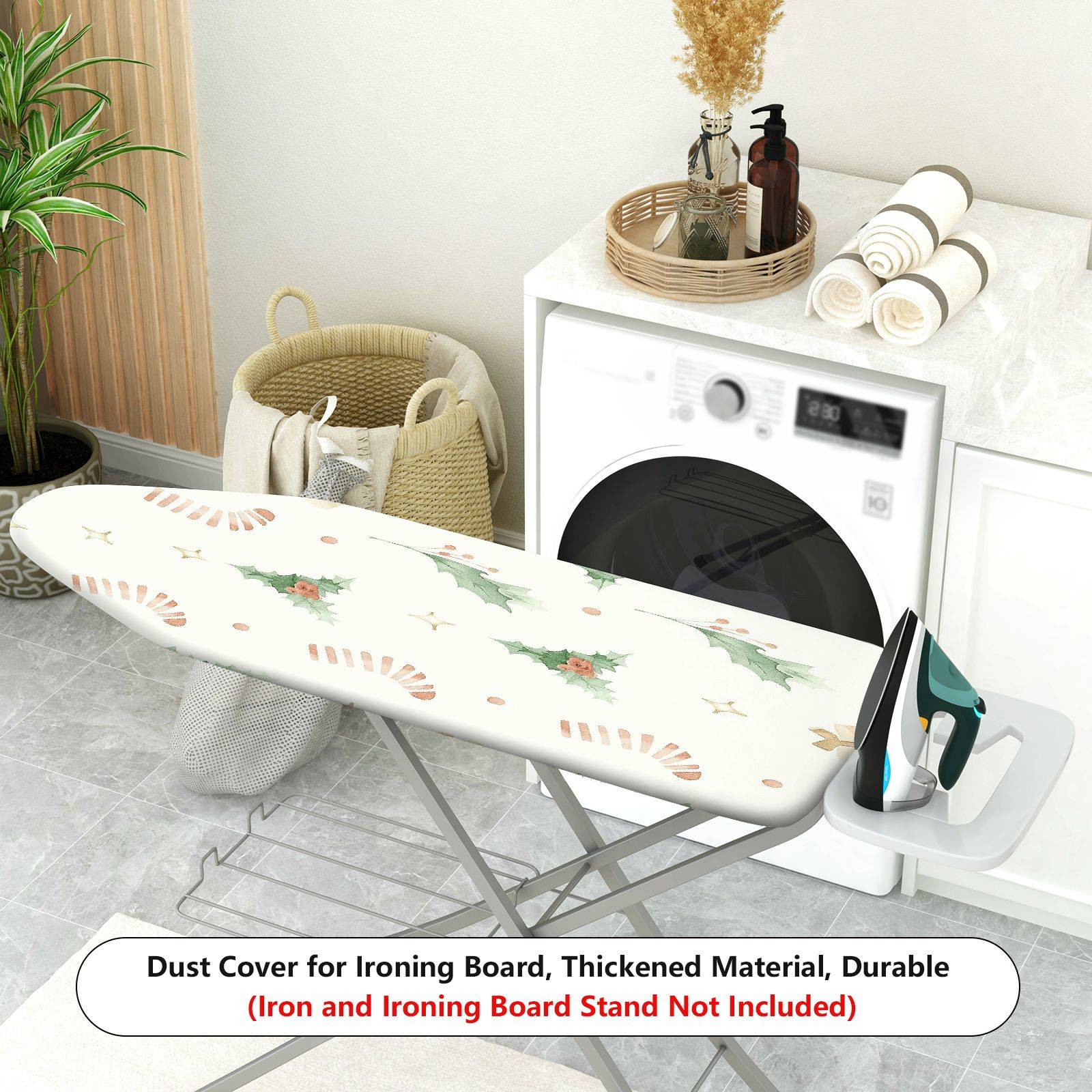 1-Piece Festive Holly Stocking Christmas  Ironing Board Cover, Universal Size, Without Board