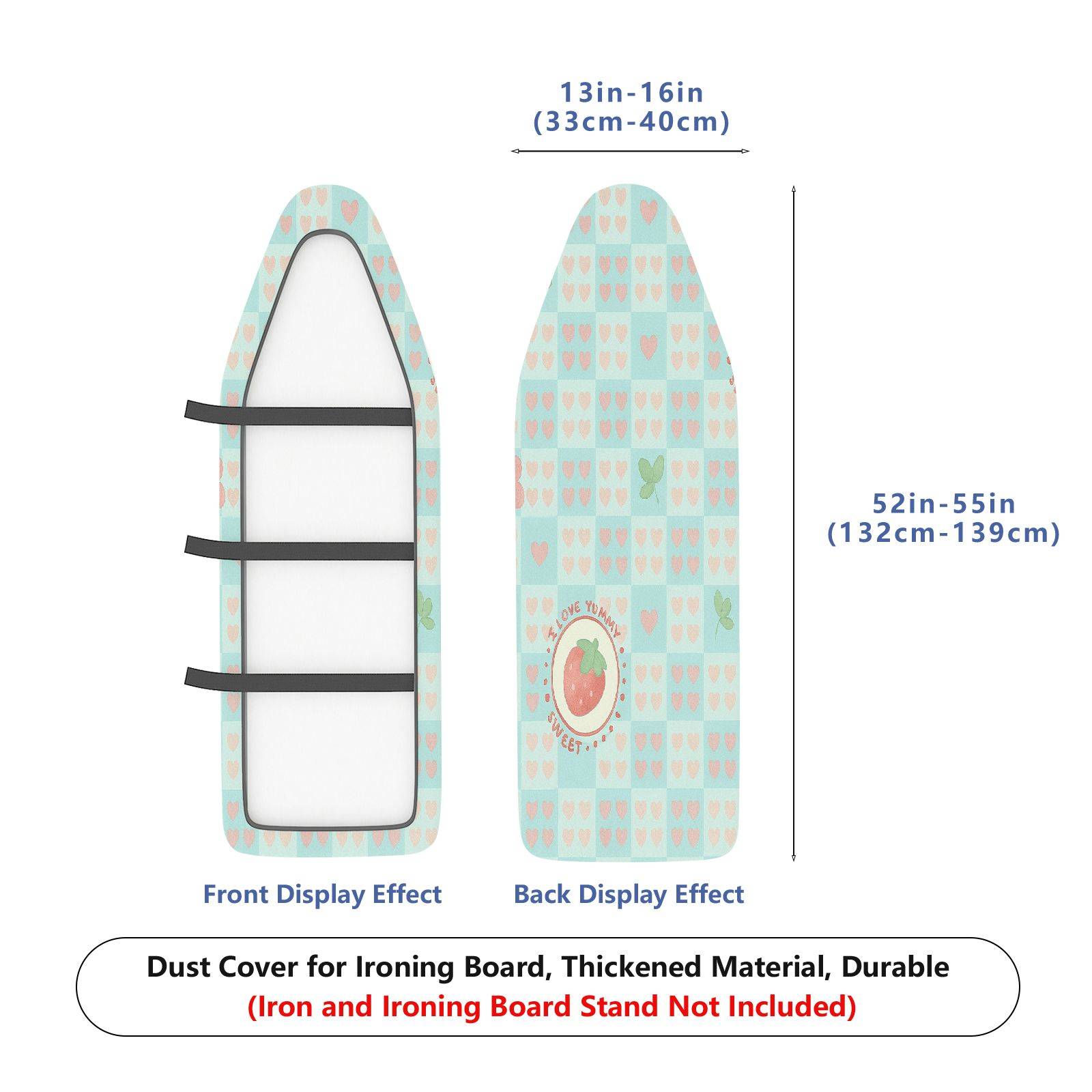 1-Piece Strawberry Heart Pattern Sweet  Ironing Board Cover, Universal Size, Without Board