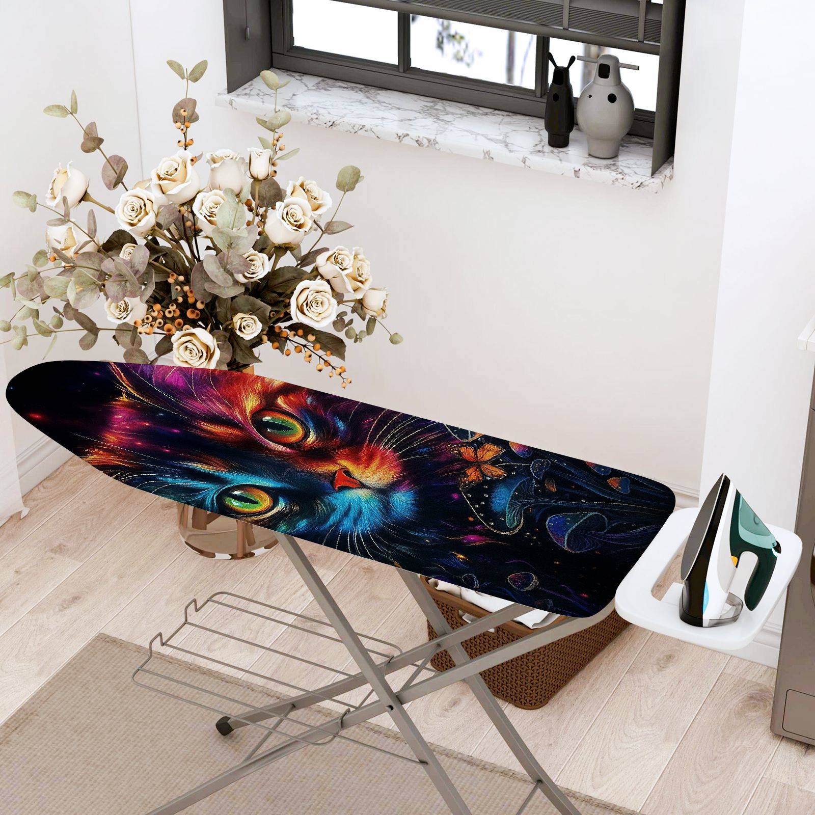1-Piece Galaxy Cat Space  Ironing Board Cover, Universal Size, Without Board