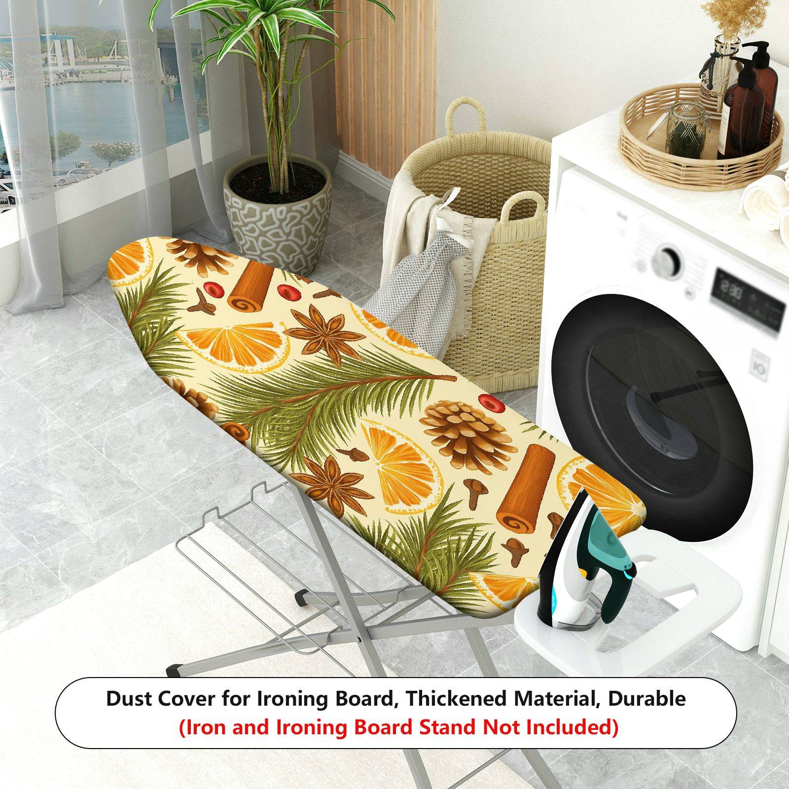 1-Piece Pine Cone Orange Star Anise  Ironing Board Cover, Universal Size, Without Board