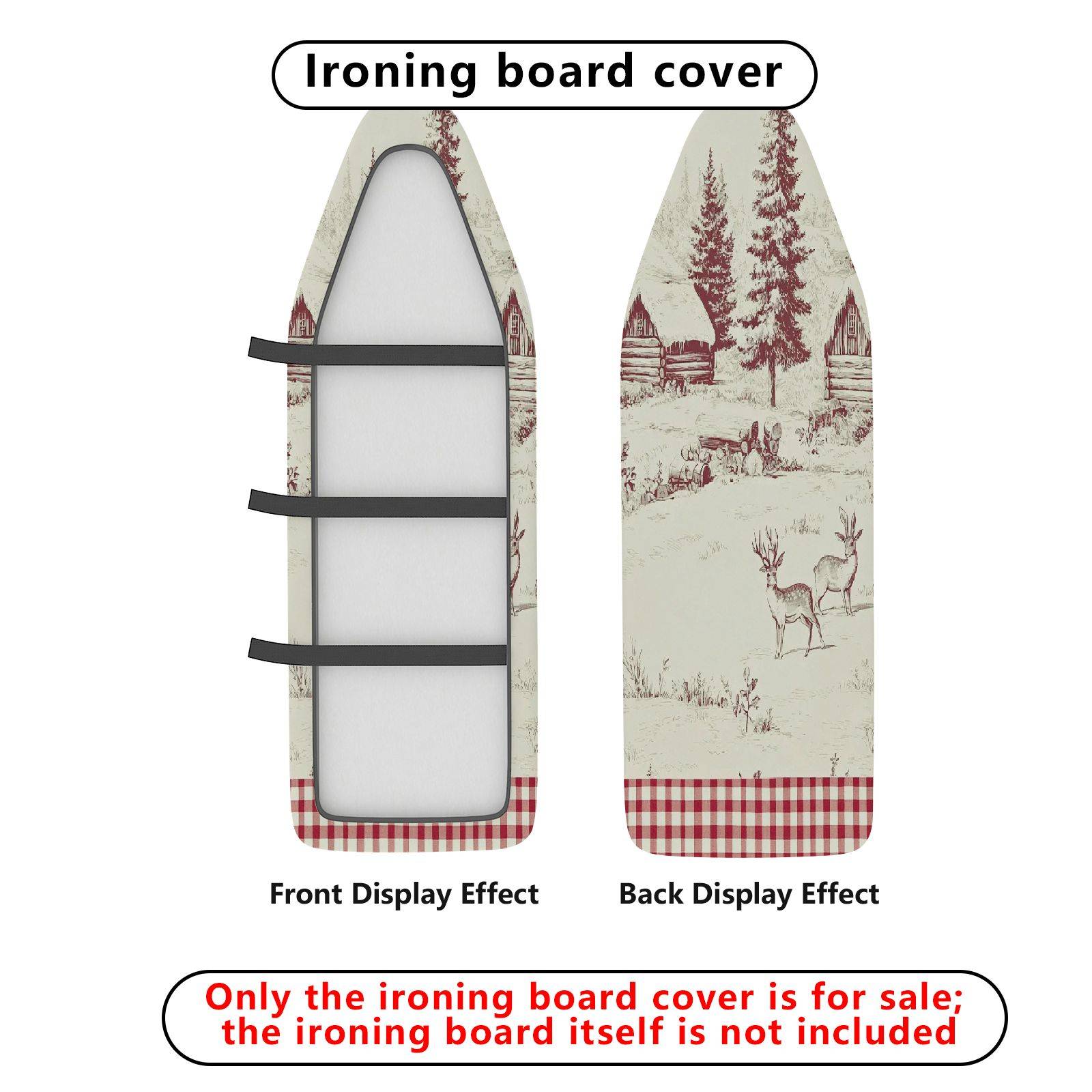 1-Piece Forest Cabin Deer Retro  Ironing Board Cover, Universal Size, Without Board