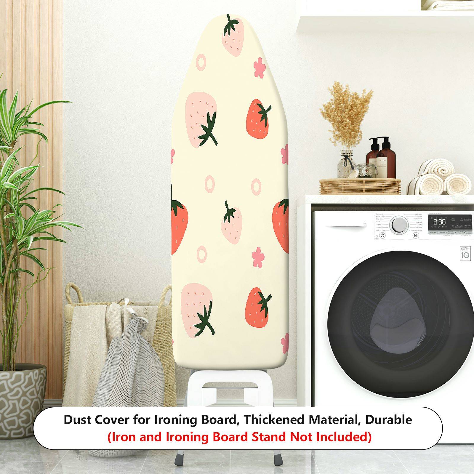 1-Piece Strawberry Floral Pink  Ironing Board Cover, Universal Size, Without Board