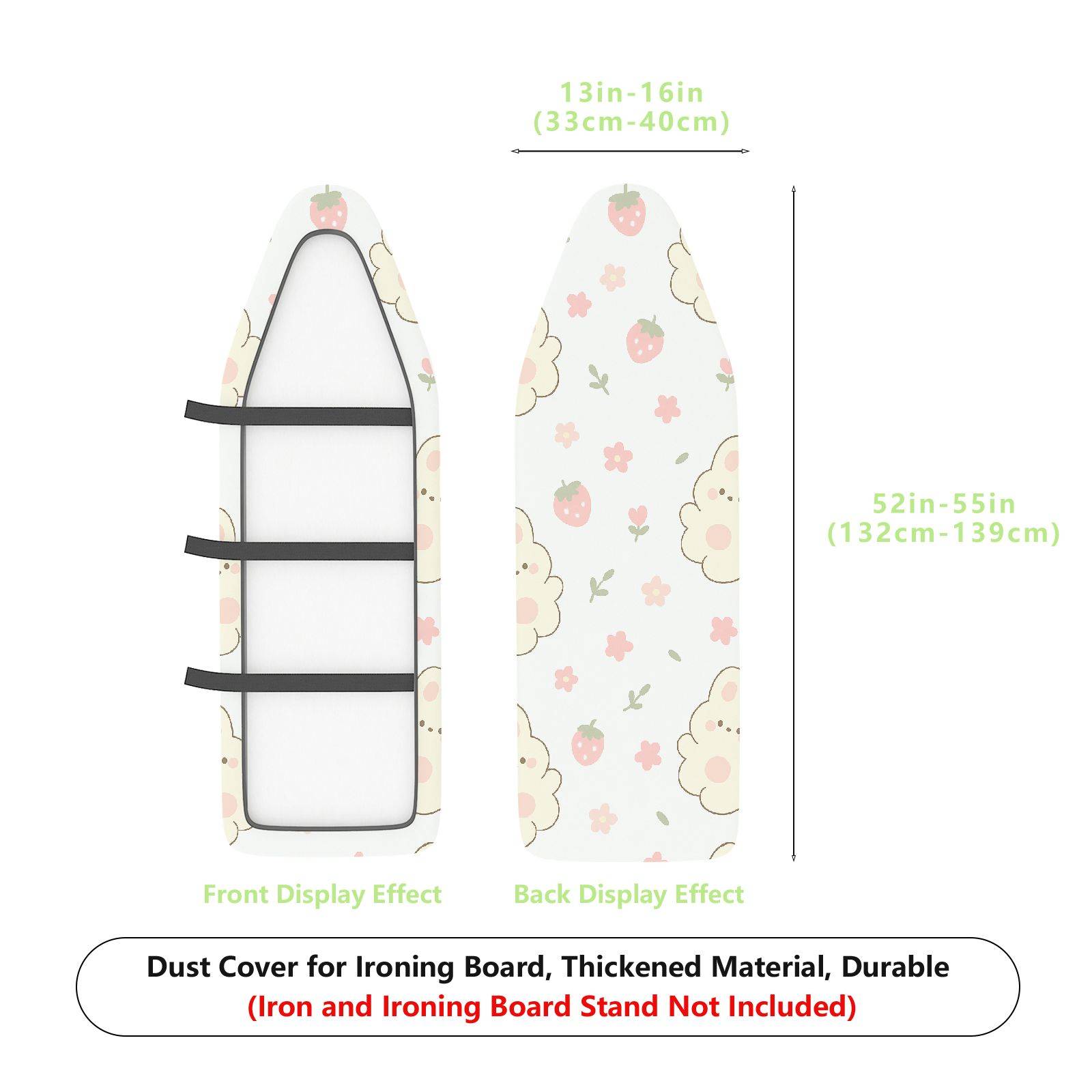 1-Piece Floral Strawberry  Ironing Board Cover, Universal Size, Without Board