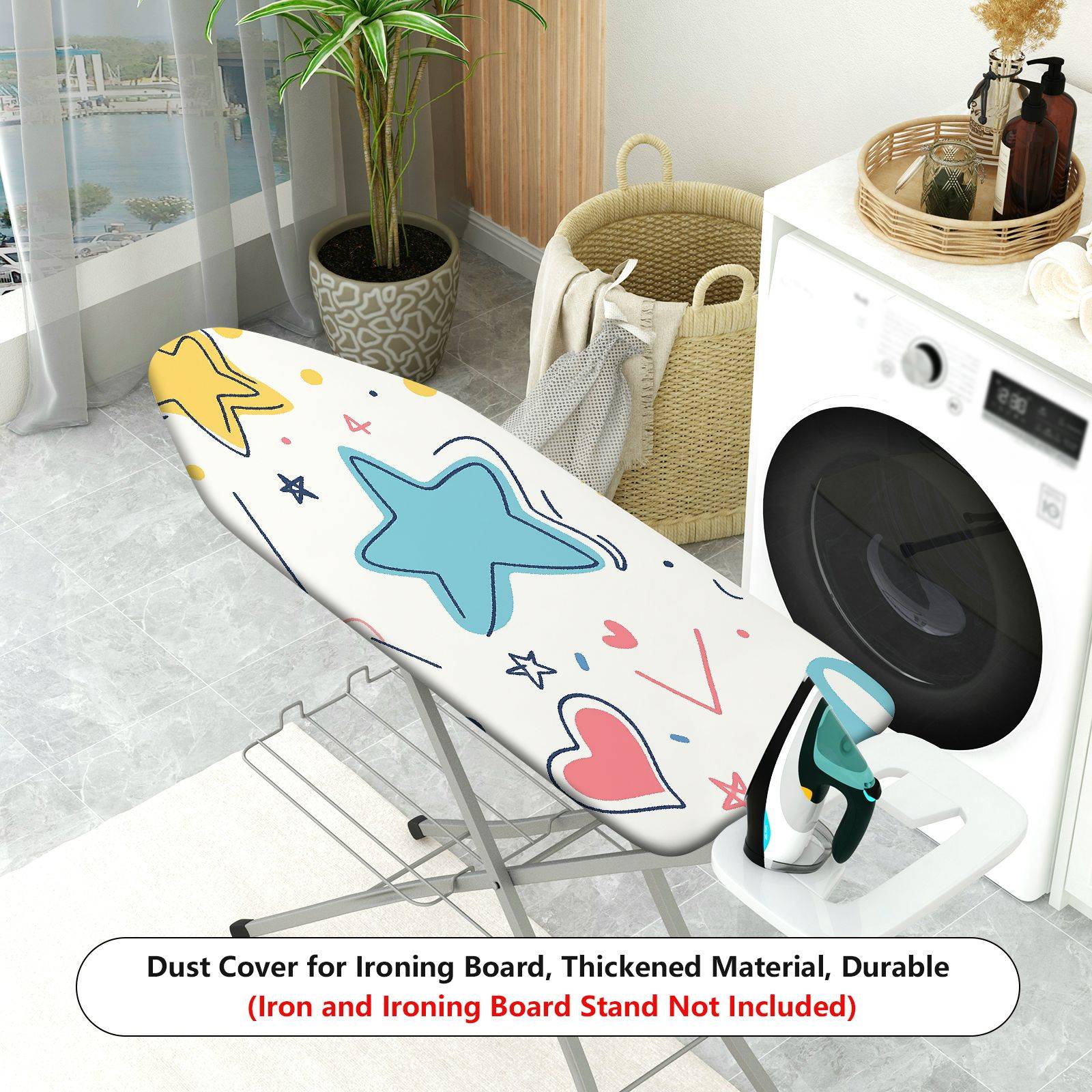 1-Piece Star Heart Pattern Abstract Art  Ironing Board Cover, Universal Size, Without Board