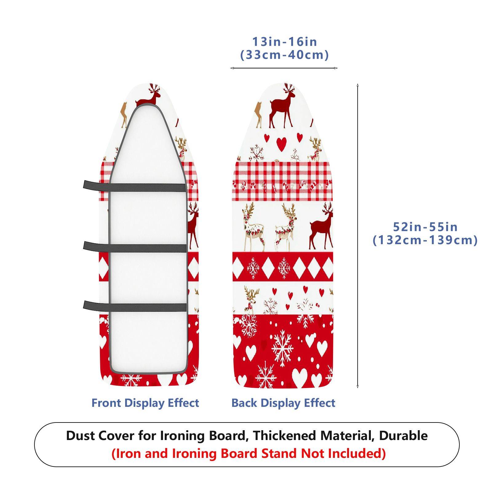 1-Piece Reindeer Snowflake Heart  Ironing Board Cover, Universal Size, Without Board