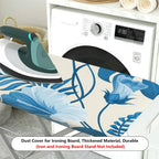 1-Piece Tropical Feathers Floral Blue Design  Ironing Board Cover, Universal Size, Without Board