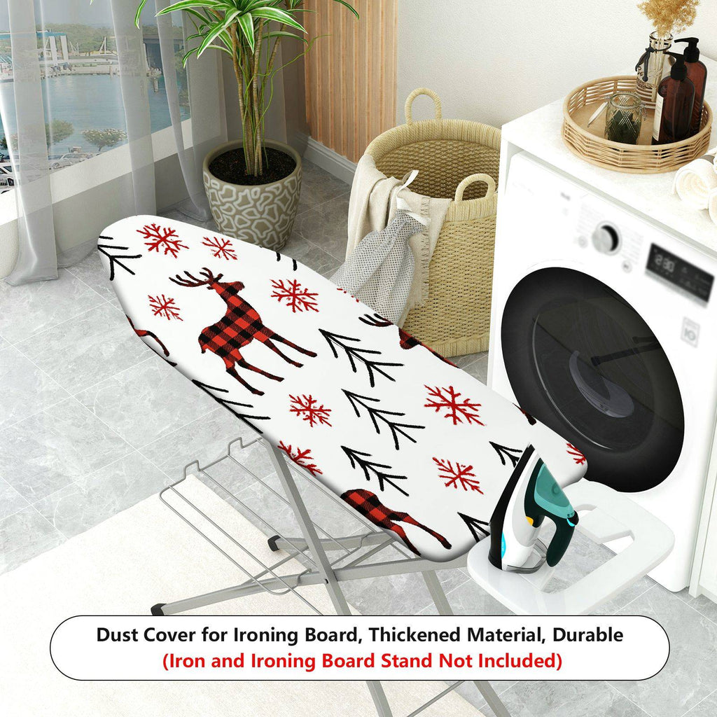 1-Piece Red Plaid Deer Snowflake Christmas  Ironing Board Cover, Universal Size, Without Board