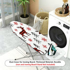 1-Piece Red Plaid Deer Snowflake Christmas  Ironing Board Cover, Universal Size, Without Board