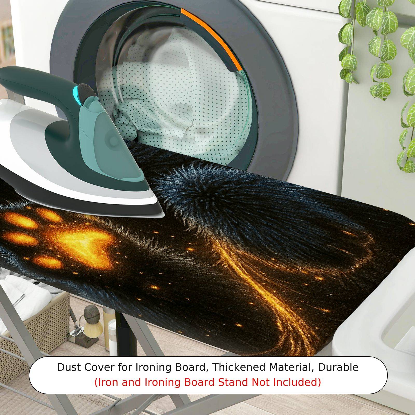 1-Piece Halloween Black Cat Glowing Eyes  Ironing Board Cover, Universal Size, Without Board