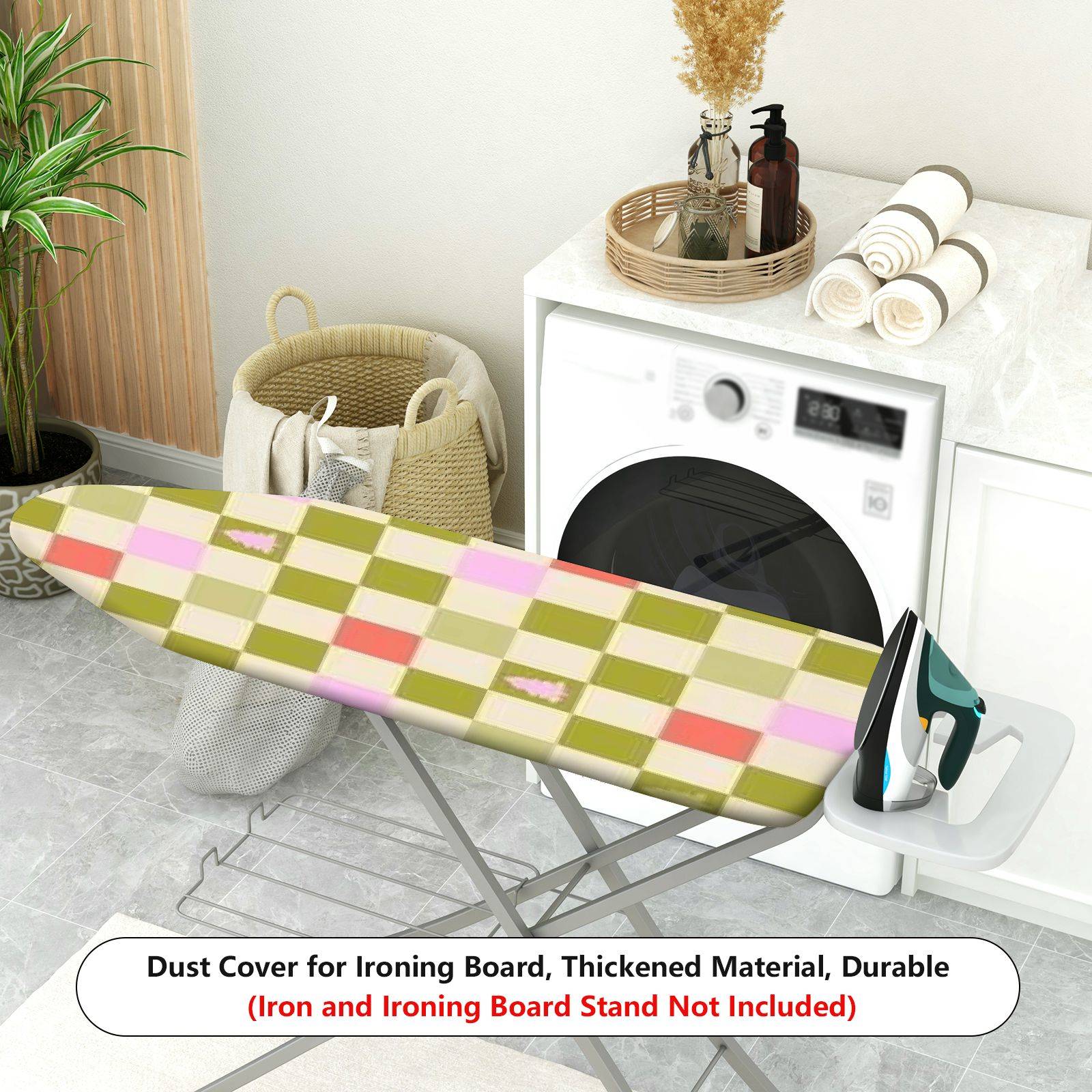 1-Piece Checkered Christmas Tree Pattern Pastel Color  Ironing Board Cover, Universal Size, Without Board
