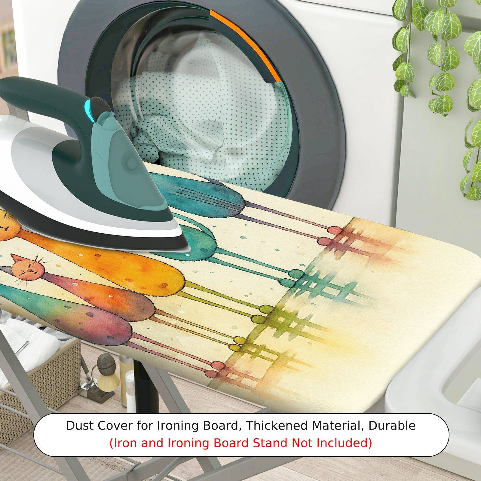 1-Piece Colorful Cat Abstract  Ironing Board Cover, Universal Size, Without Board