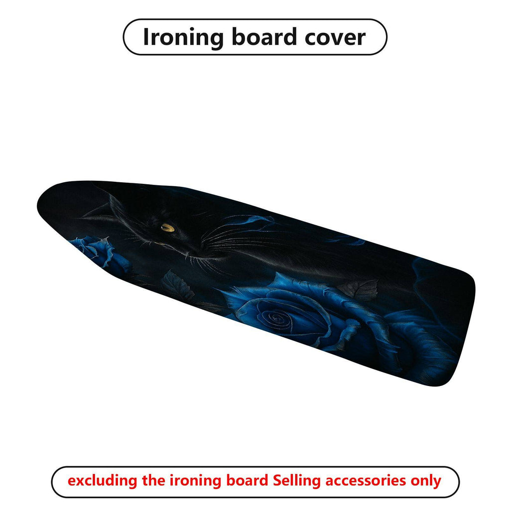 1-Piece Black Cat Blue Rose Dark  Ironing Board Cover, Universal Size, Without Board