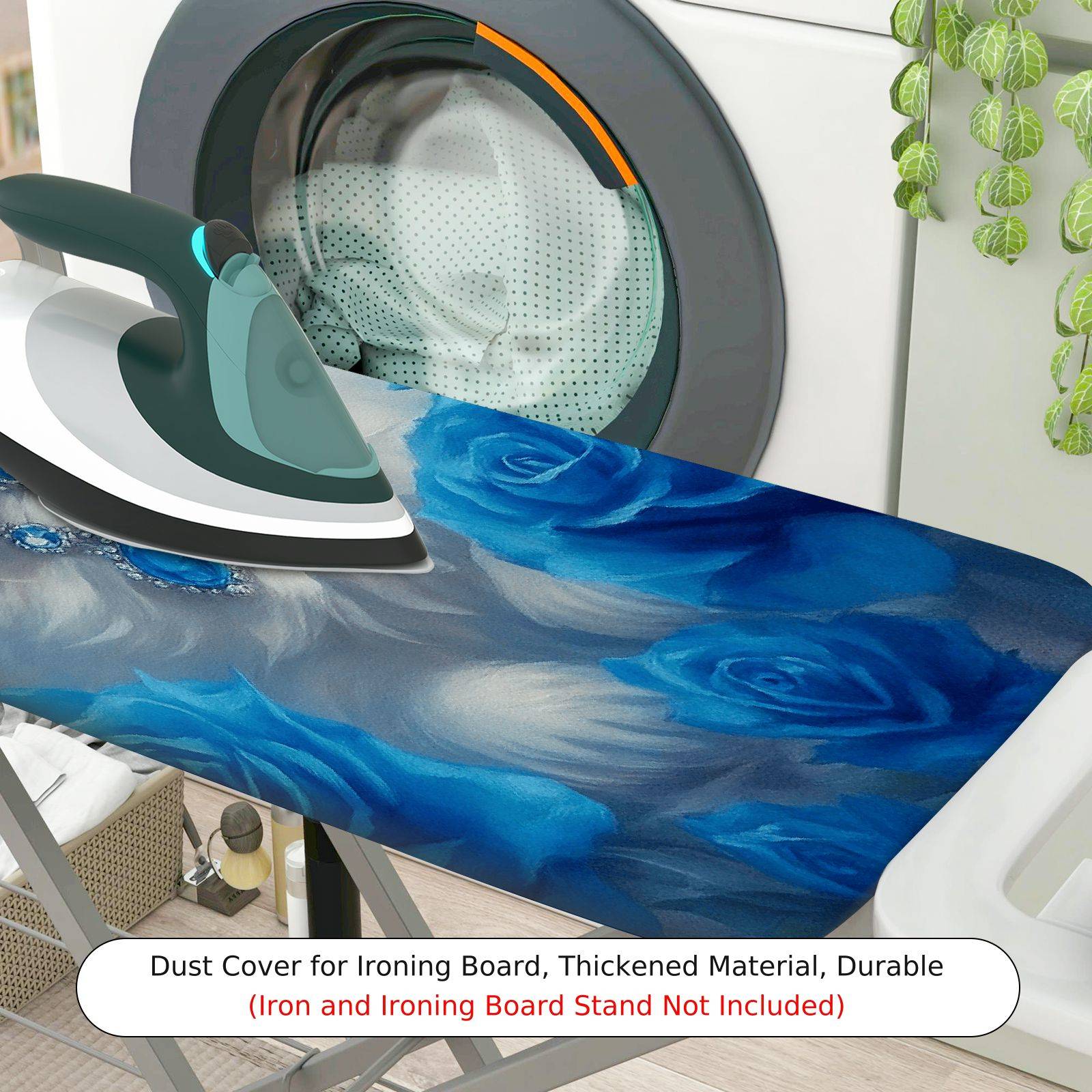 1-Piece Cat Blue Roses Jewelry  Ironing Board Cover, Universal Size, Without Board