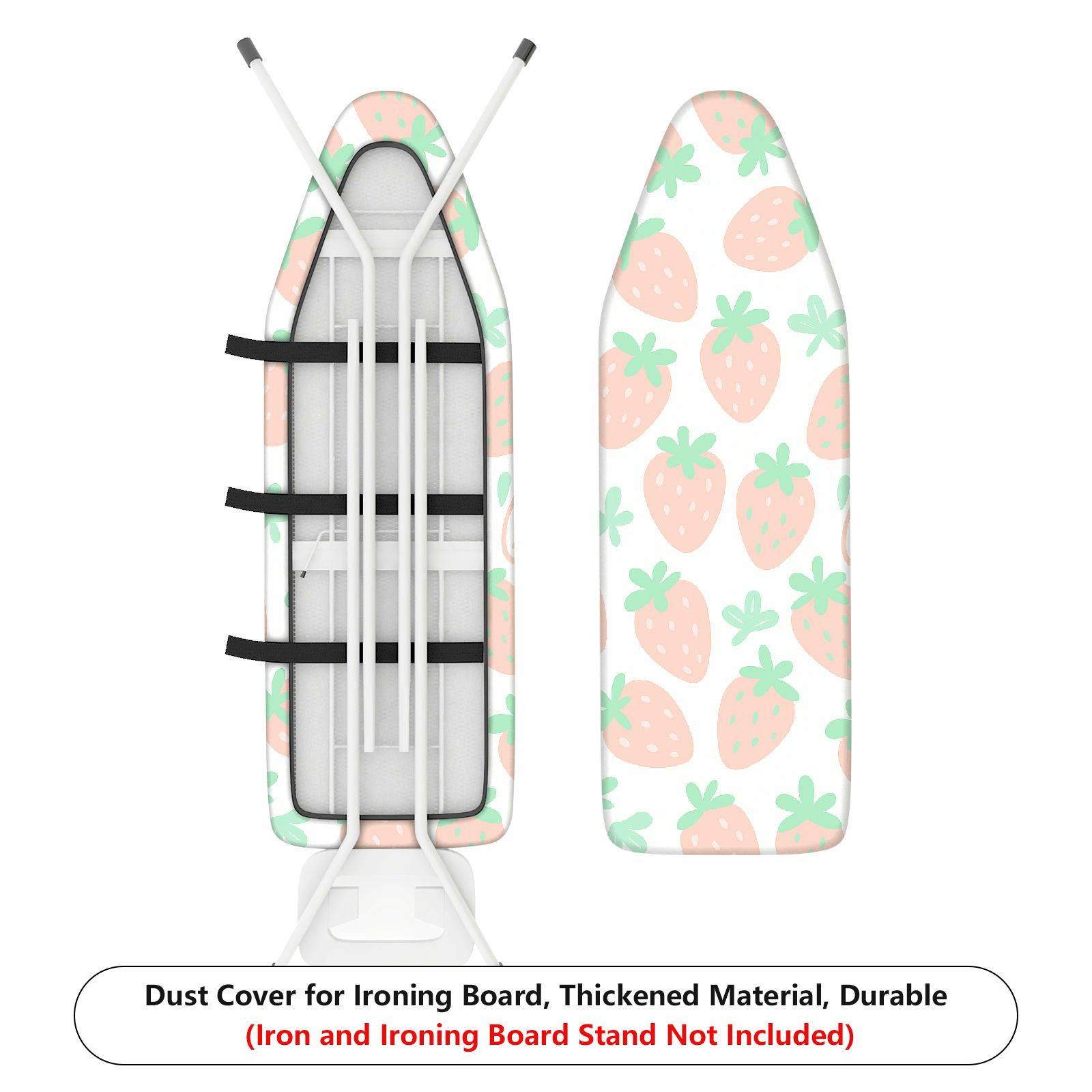 1-Piece Strawberry White Green Decorative  Ironing Board Cover, Universal Size, Without Board