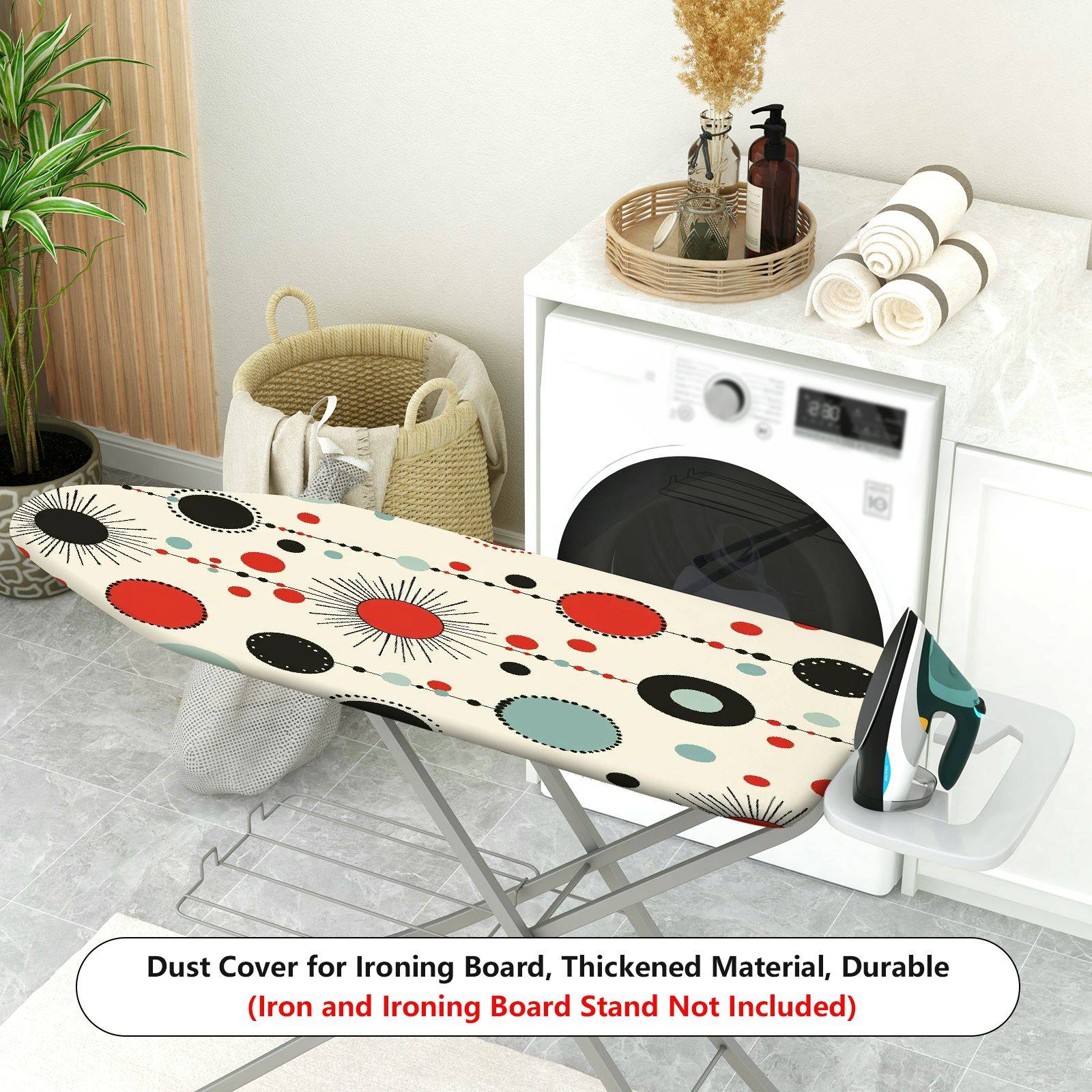 1-Piece Retro Modern Geometric Circles  Ironing Board Cover, Universal Size, Without Board