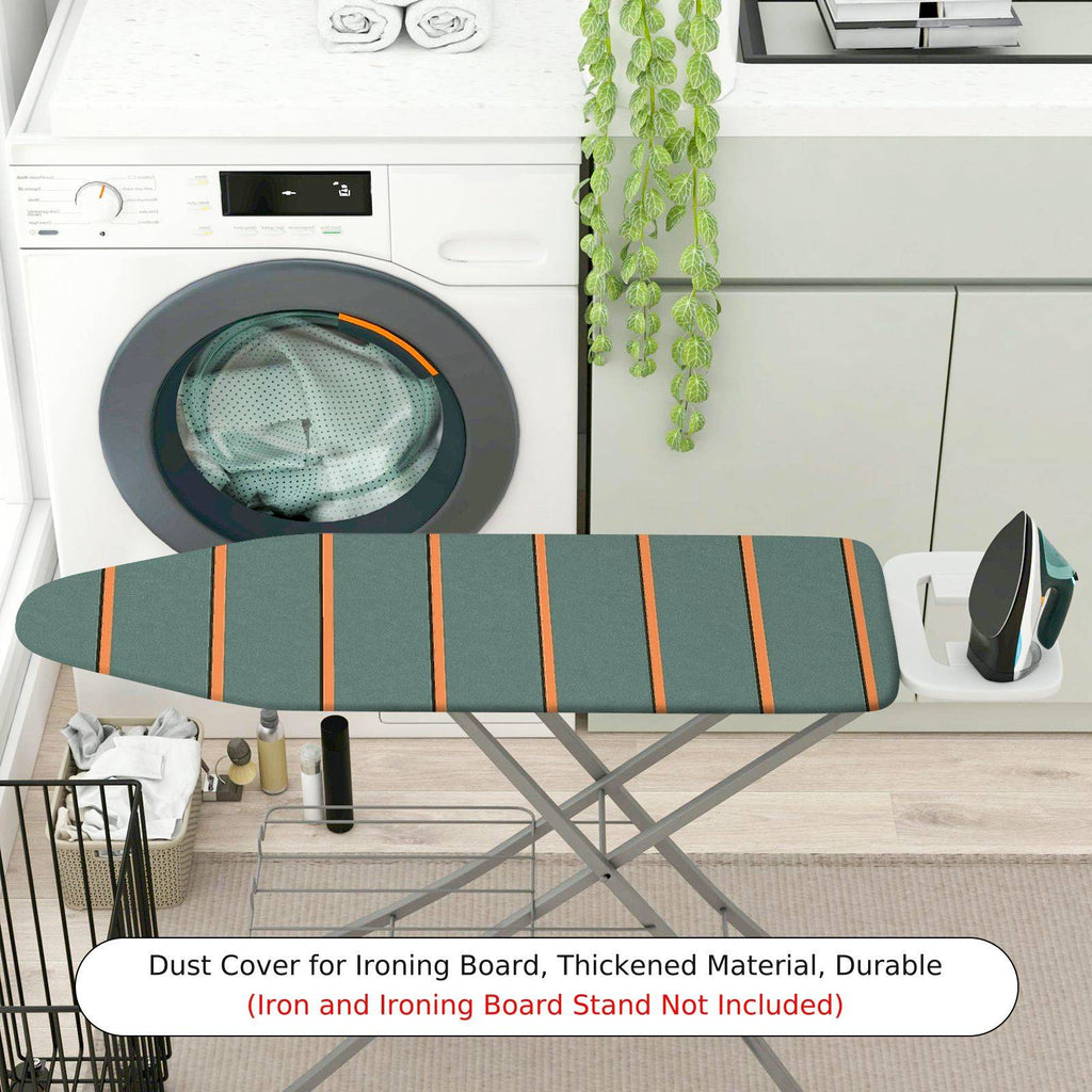 1-Piece Striped Green Orange Stylish  Ironing Board Cover, Universal Size, Without Board