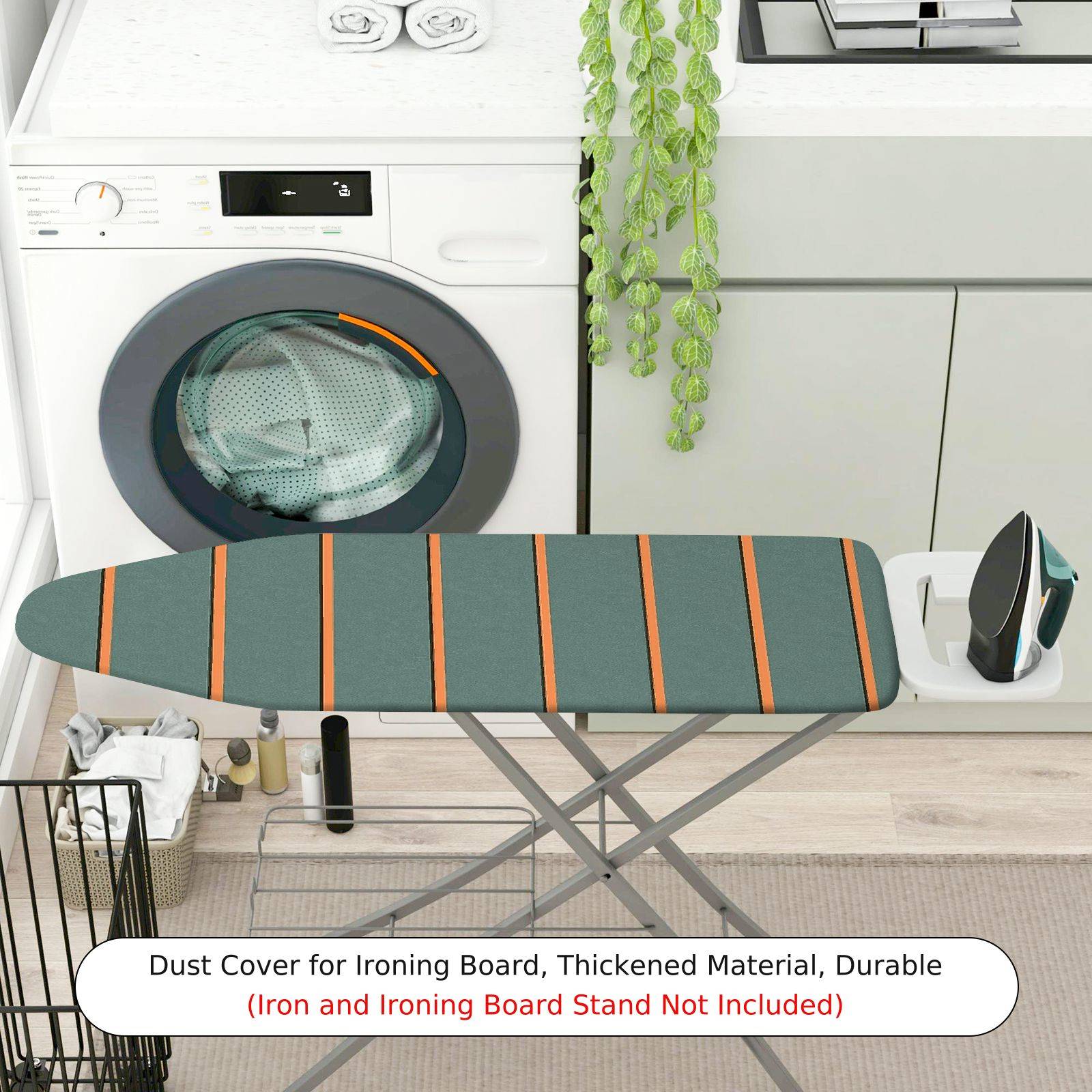 1-Piece Striped Green Orange Stylish  Ironing Board Cover, Universal Size, Without Board