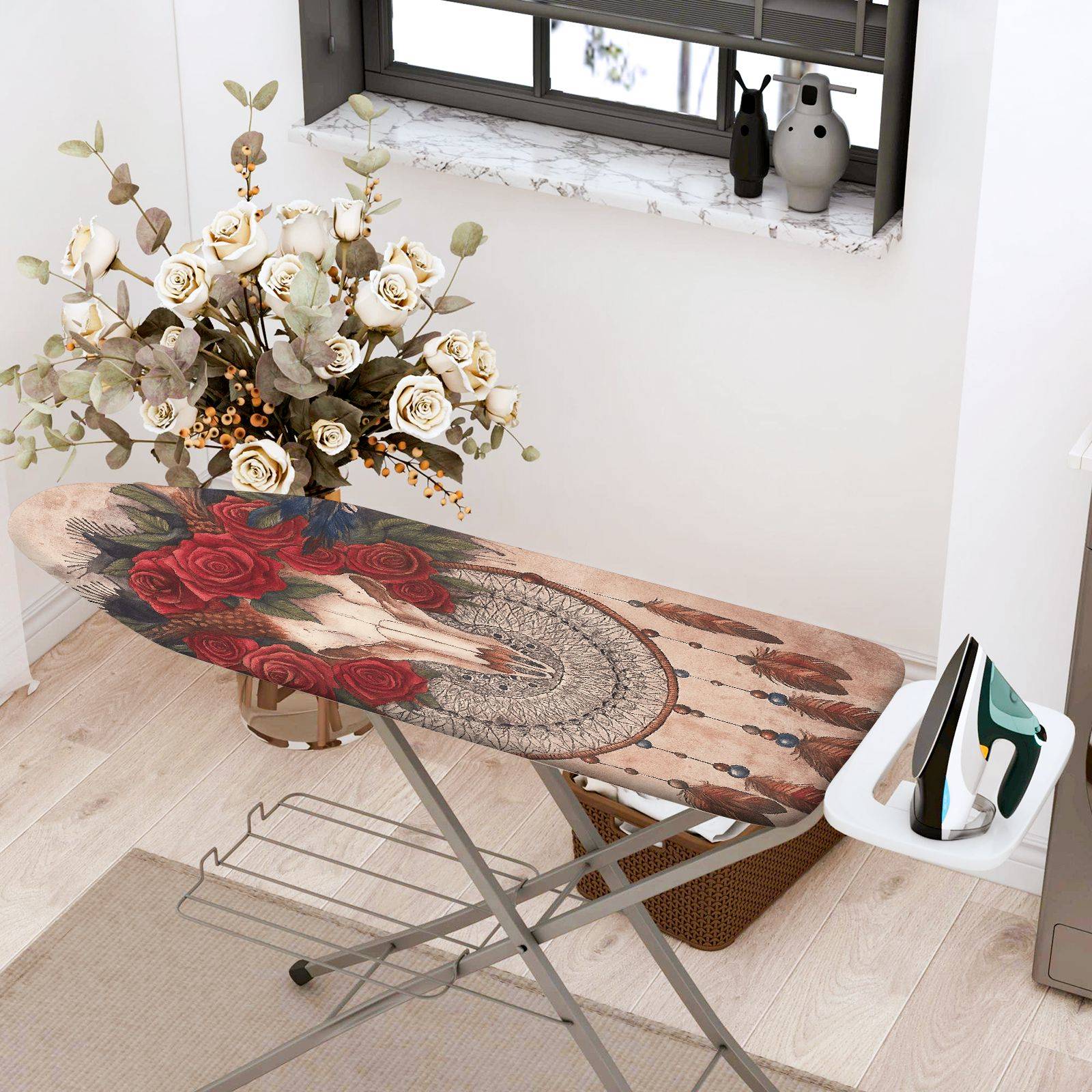1-Piece Skull Flower Dreamcatcher  Ironing Board Cover, Universal Size, Without Board