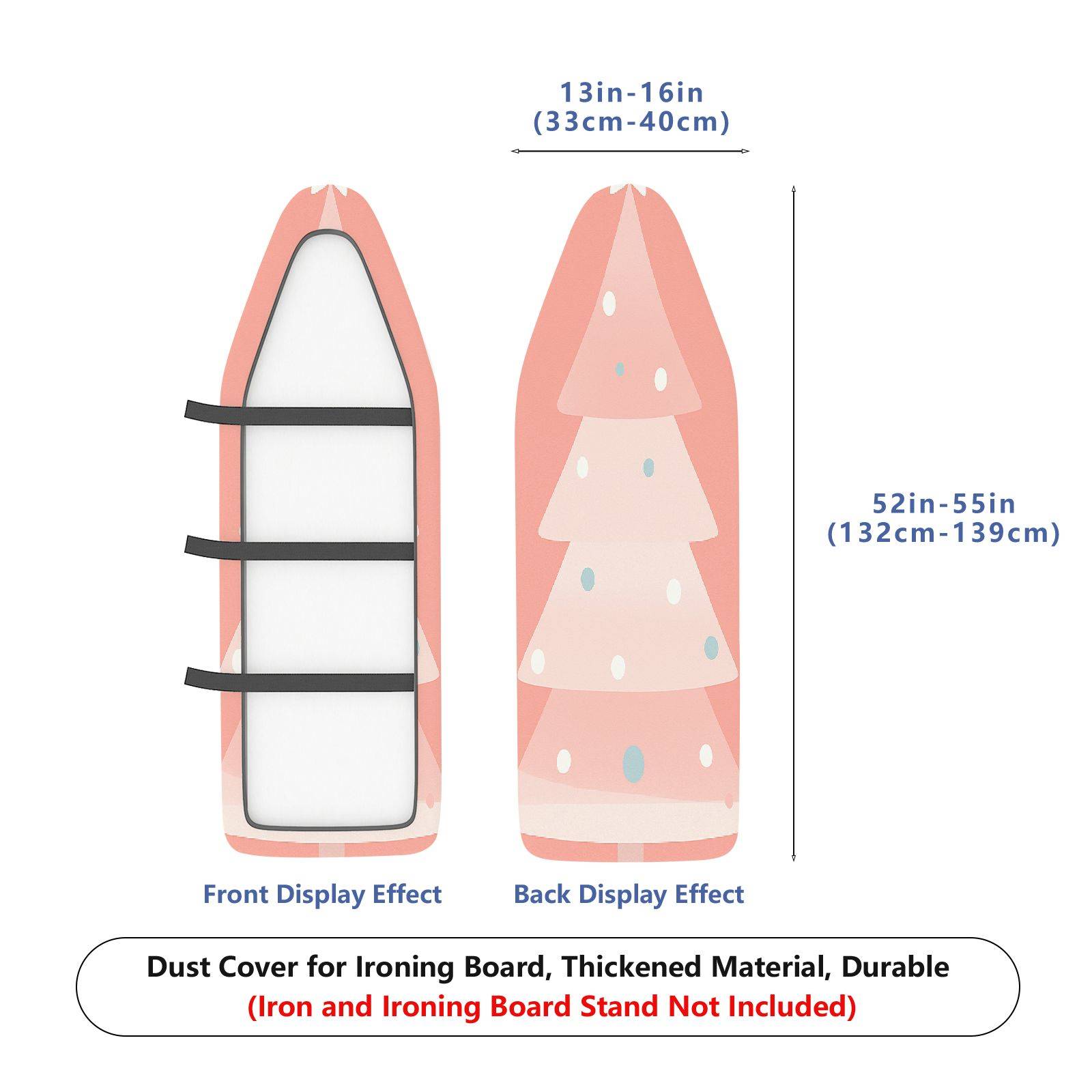 1-Piece Christmas Tree Pattern Pink Decor  Ironing Board Cover, Universal Size, Without Board