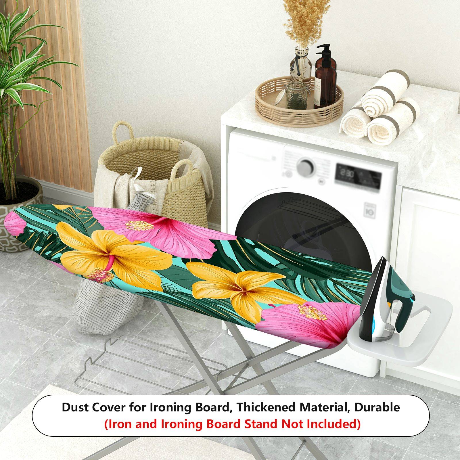 1-Piece Tropical Floral Leaf Deco  Ironing Board Cover, Universal Size, Without Board