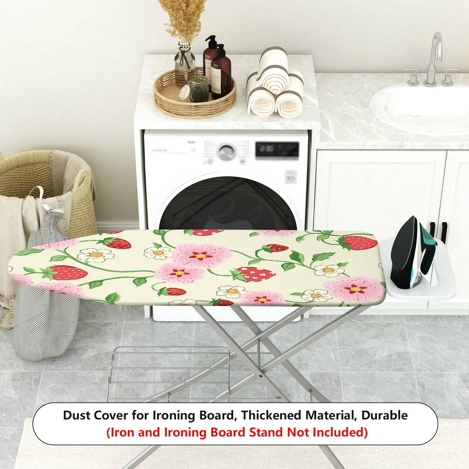 1-Piece Floral Strawberry Botanical  Ironing Board Cover, Universal Size, Without Board