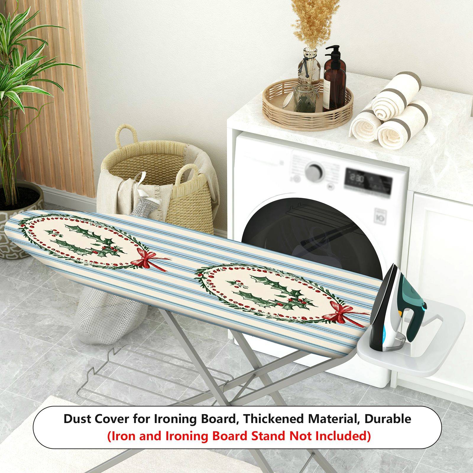 1-Piece Christmas Holly Festive  Ironing Board Cover, Universal Size, Without Board