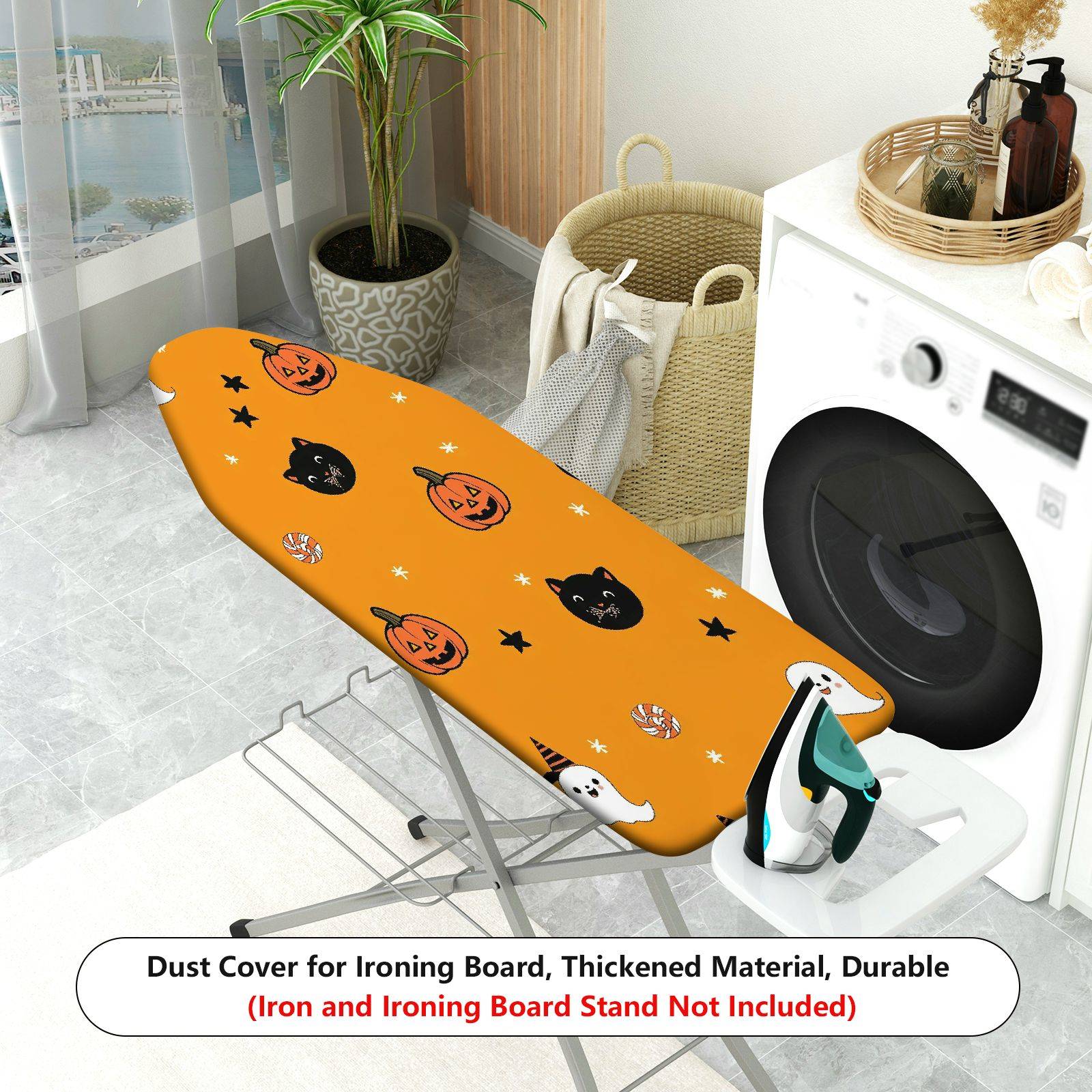 1-Piece Halloween Pumpkin Cat Ghost  Ironing Board Cover, Universal Size, Without Board