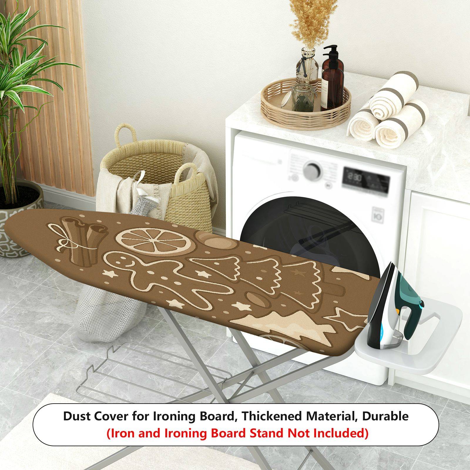 1-Piece Gingerbread Christmas Tree Cinnamon  Ironing Board Cover, Universal Size, Without Board