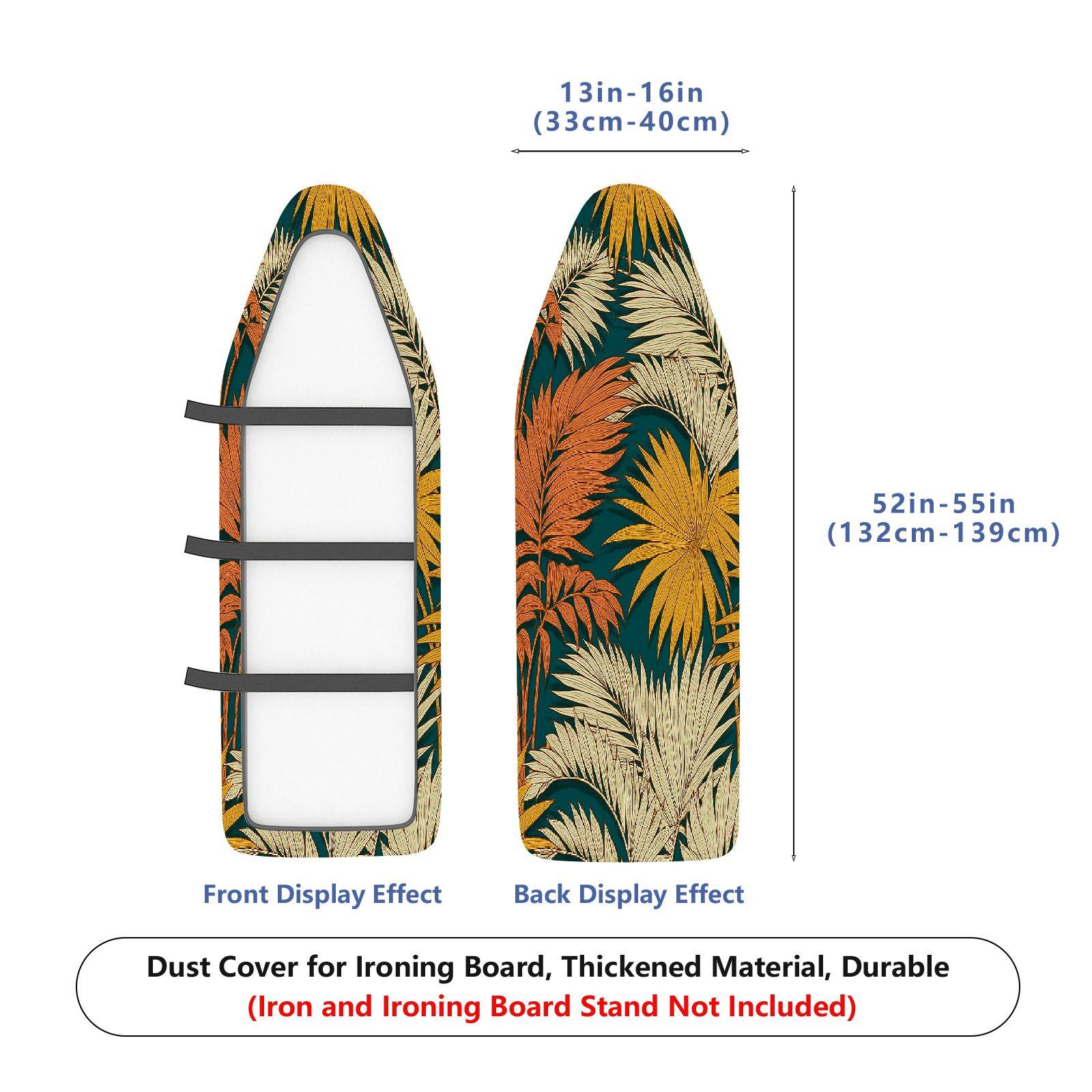 1-Piece Tropical Floral Leaves Vintage  Ironing Board Cover, Universal Size, Without Board
