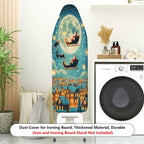 1-Piece Christmas Santa Reindeer Moon  Ironing Board Cover, Universal Size, Without Board
