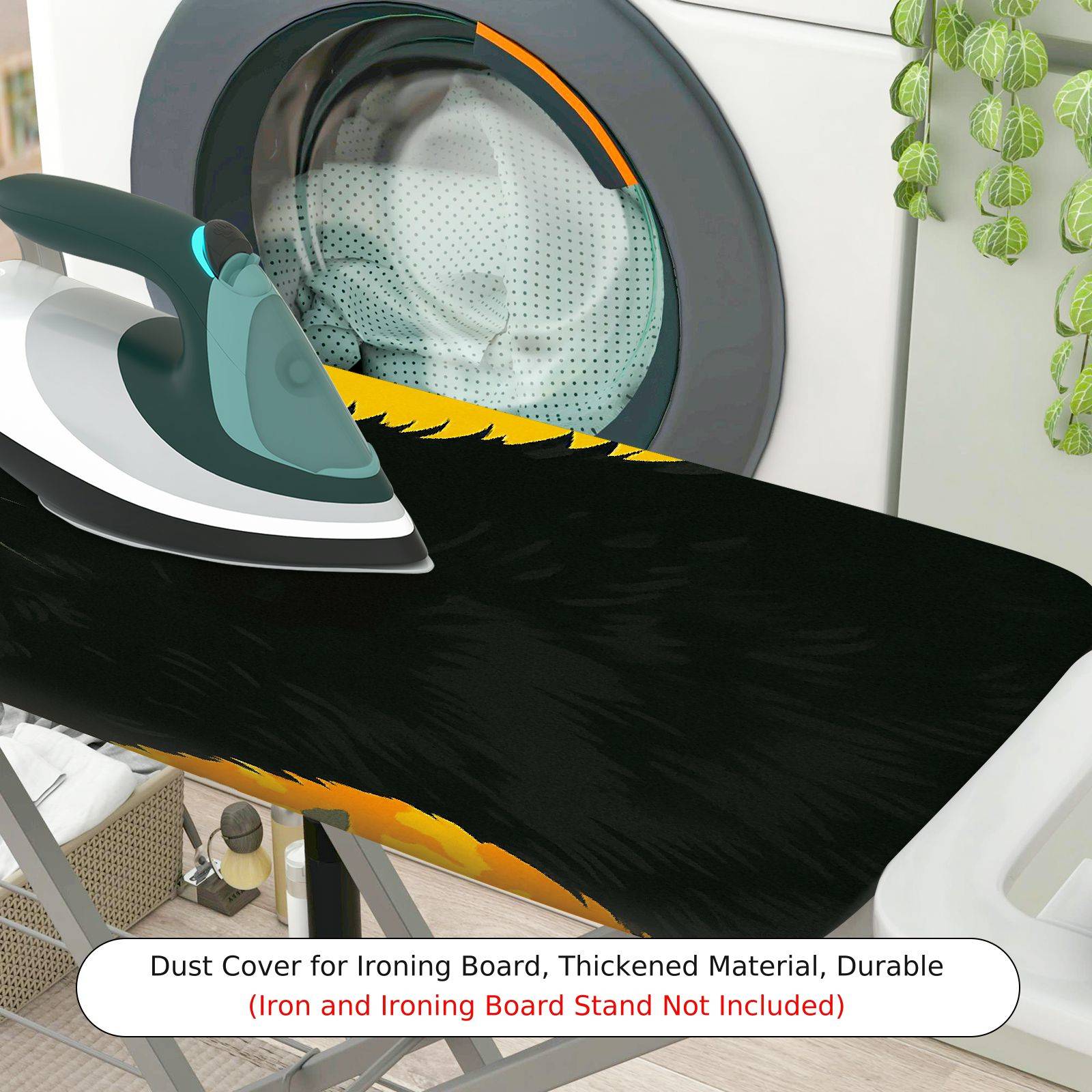1-Piece Black Cat Yellow Halloween  Ironing Board Cover, Universal Size, Without Board