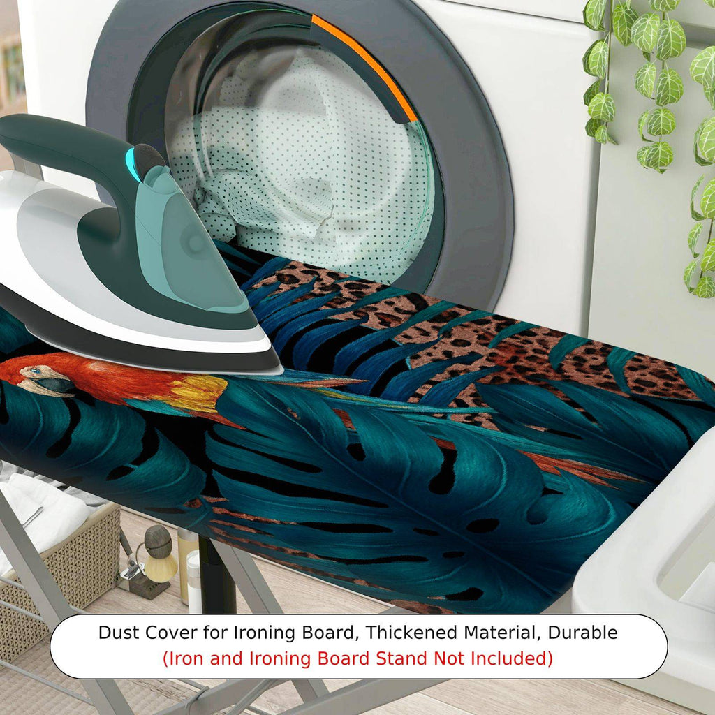 1-Piece Tropical Jungle Parrot Leaves  Ironing Board Cover, Universal Size, Without Board