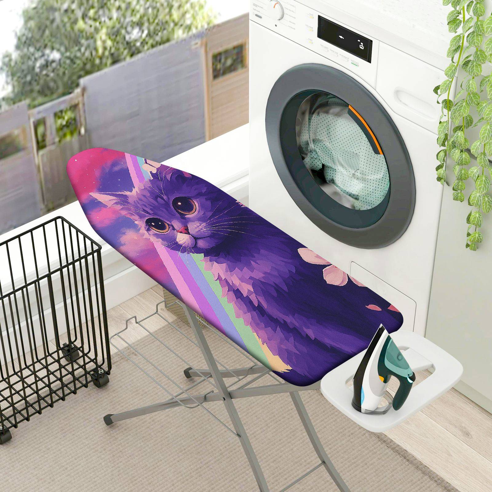 1-Piece Cat Floral Galaxy  Ironing Board Cover, Universal Size, Without Board