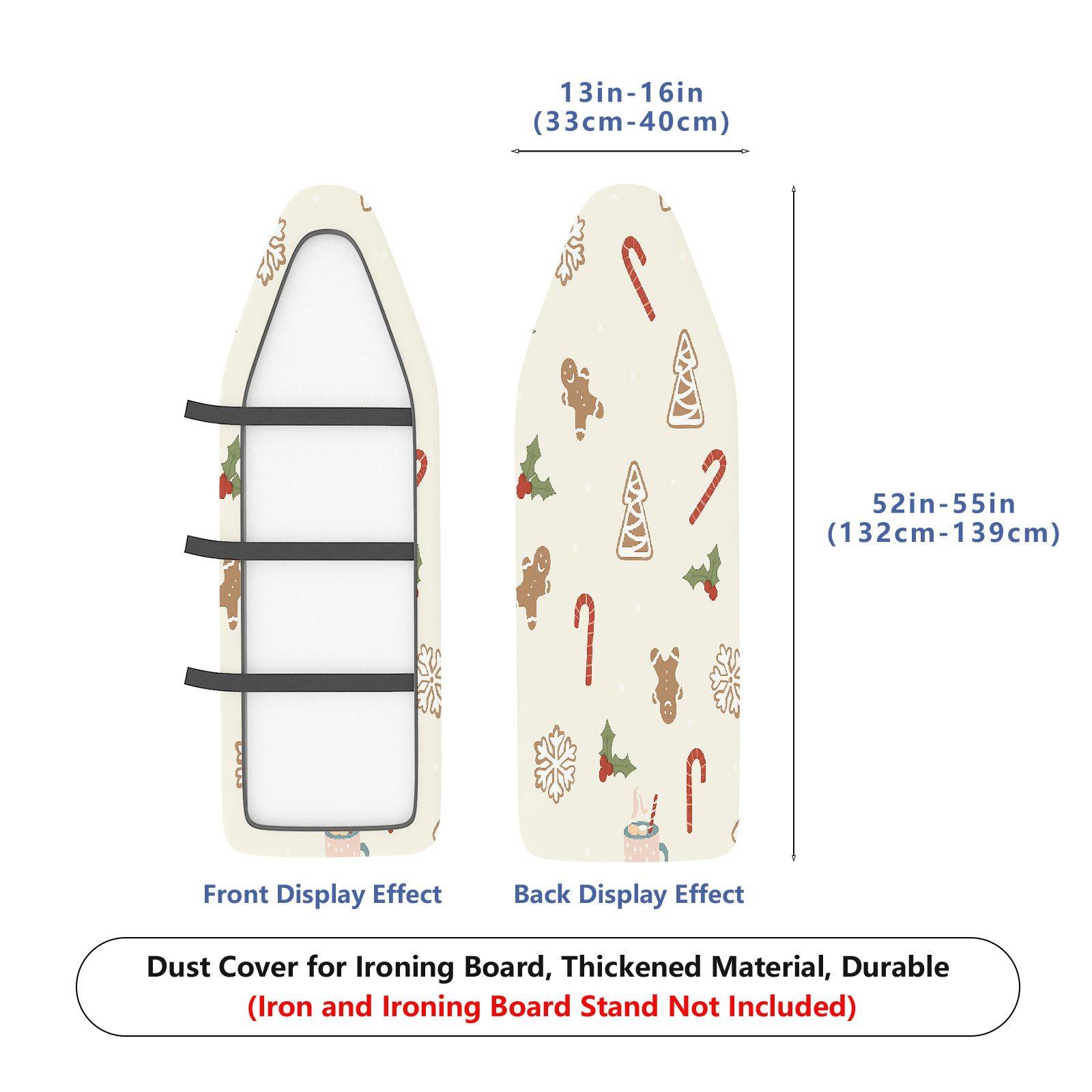 1-Piece Gingerbread Christmas Candy  Ironing Board Cover, Universal Size, Without Board