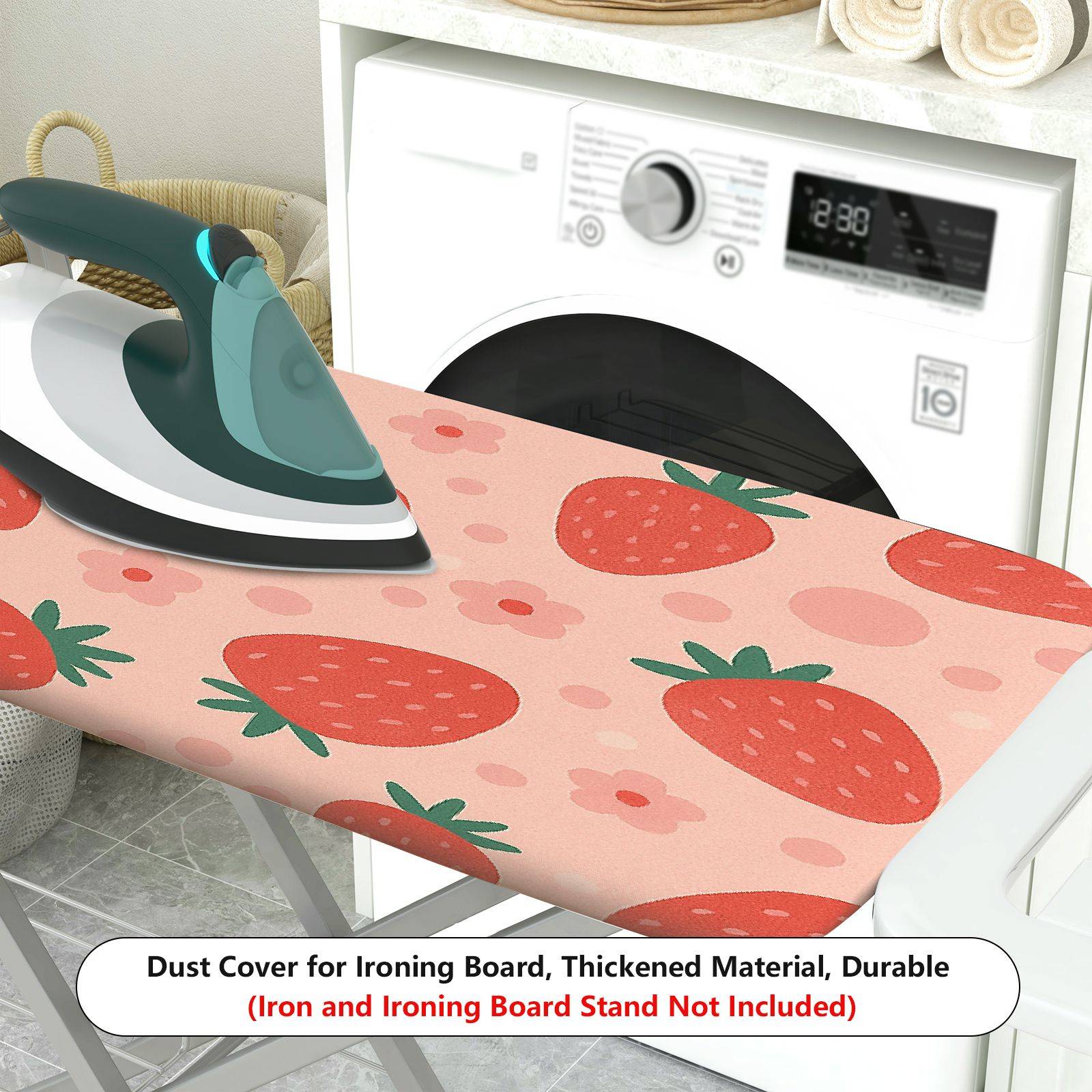 1-Piece Strawberry Flower Pink  Ironing Board Cover, Universal Size, Without Board