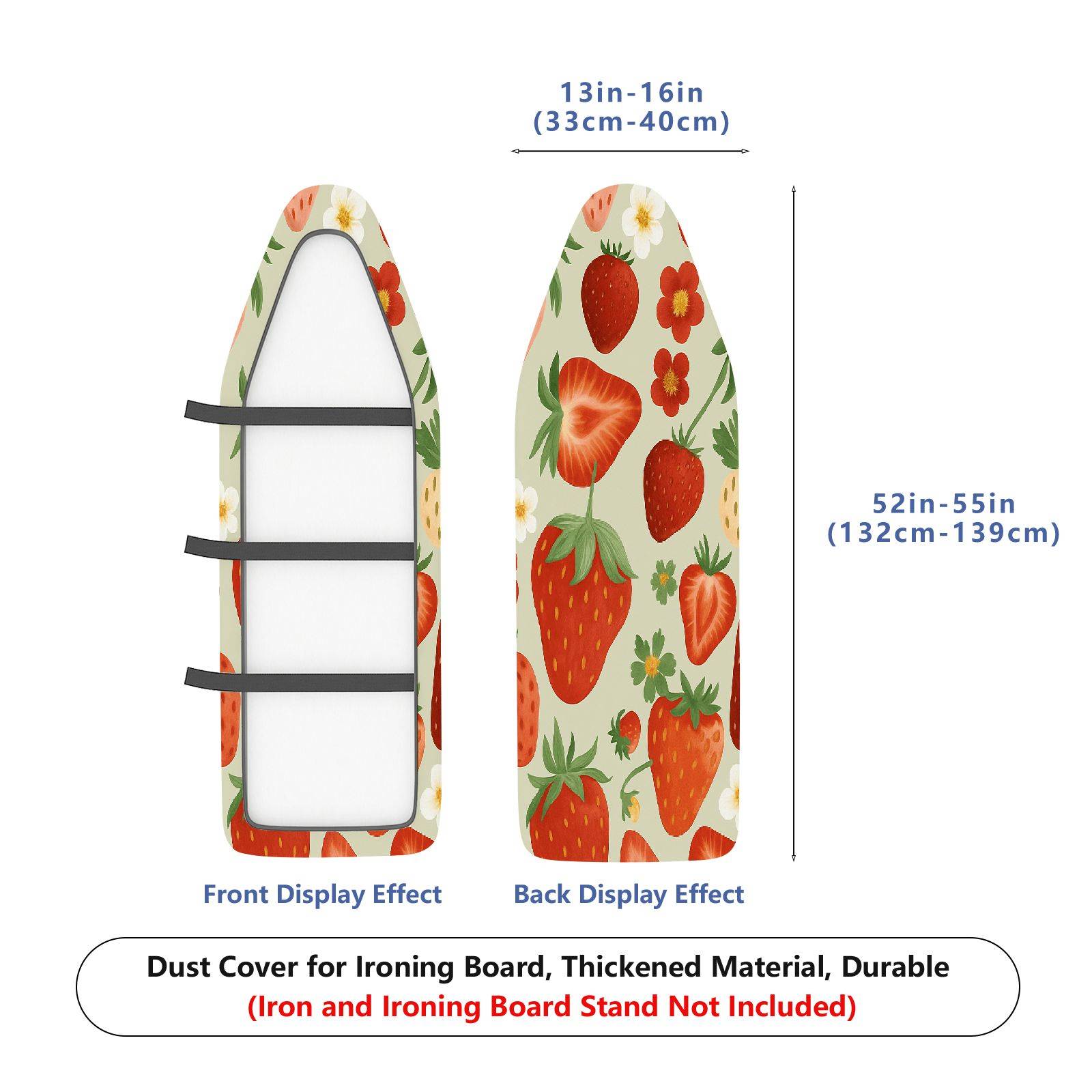 1-Piece Strawberry Fruit Floral  Ironing Board Cover, Universal Size, Without Board