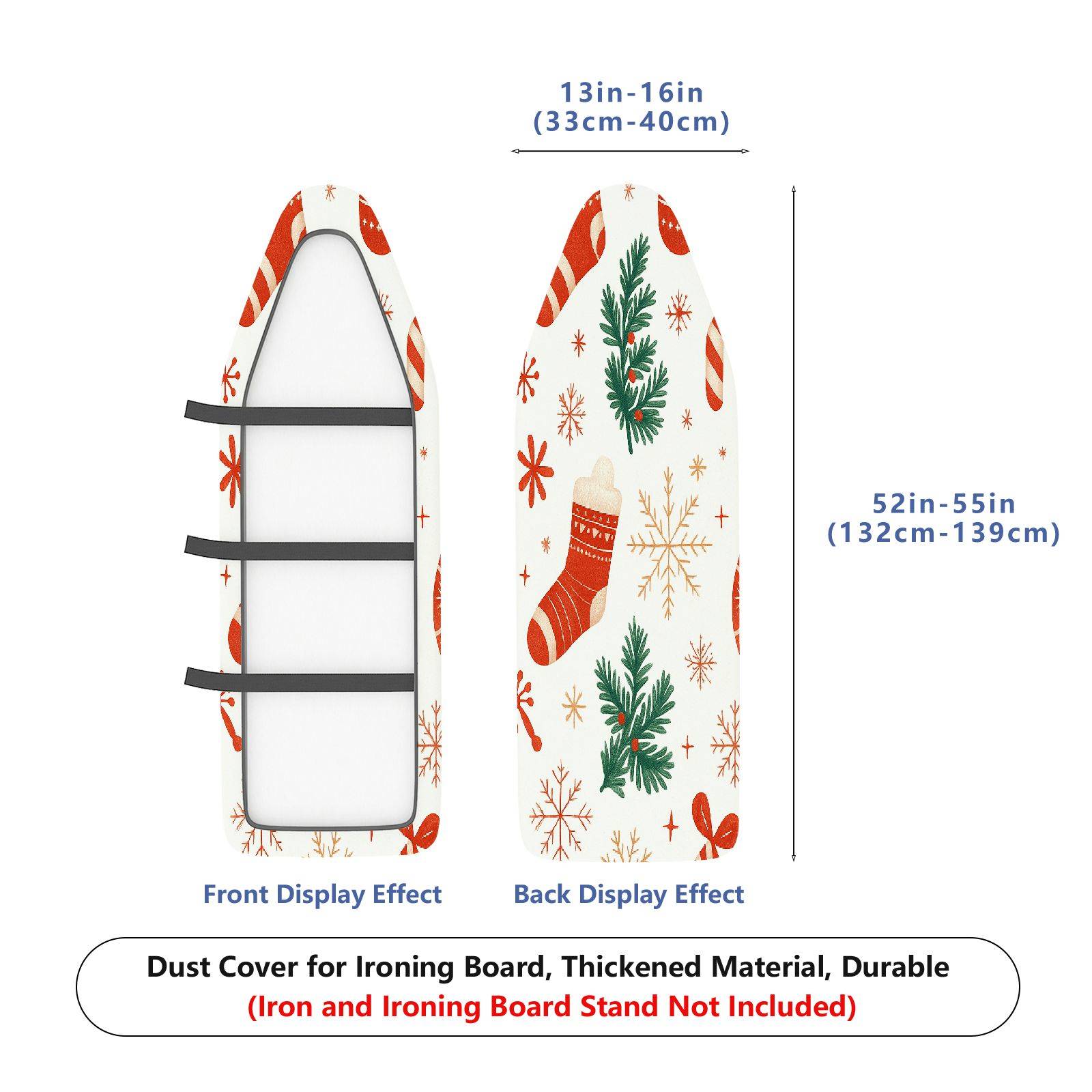 1-Piece Christmas Stocking Tree Snowflake  Ironing Board Cover, Universal Size, Without Board