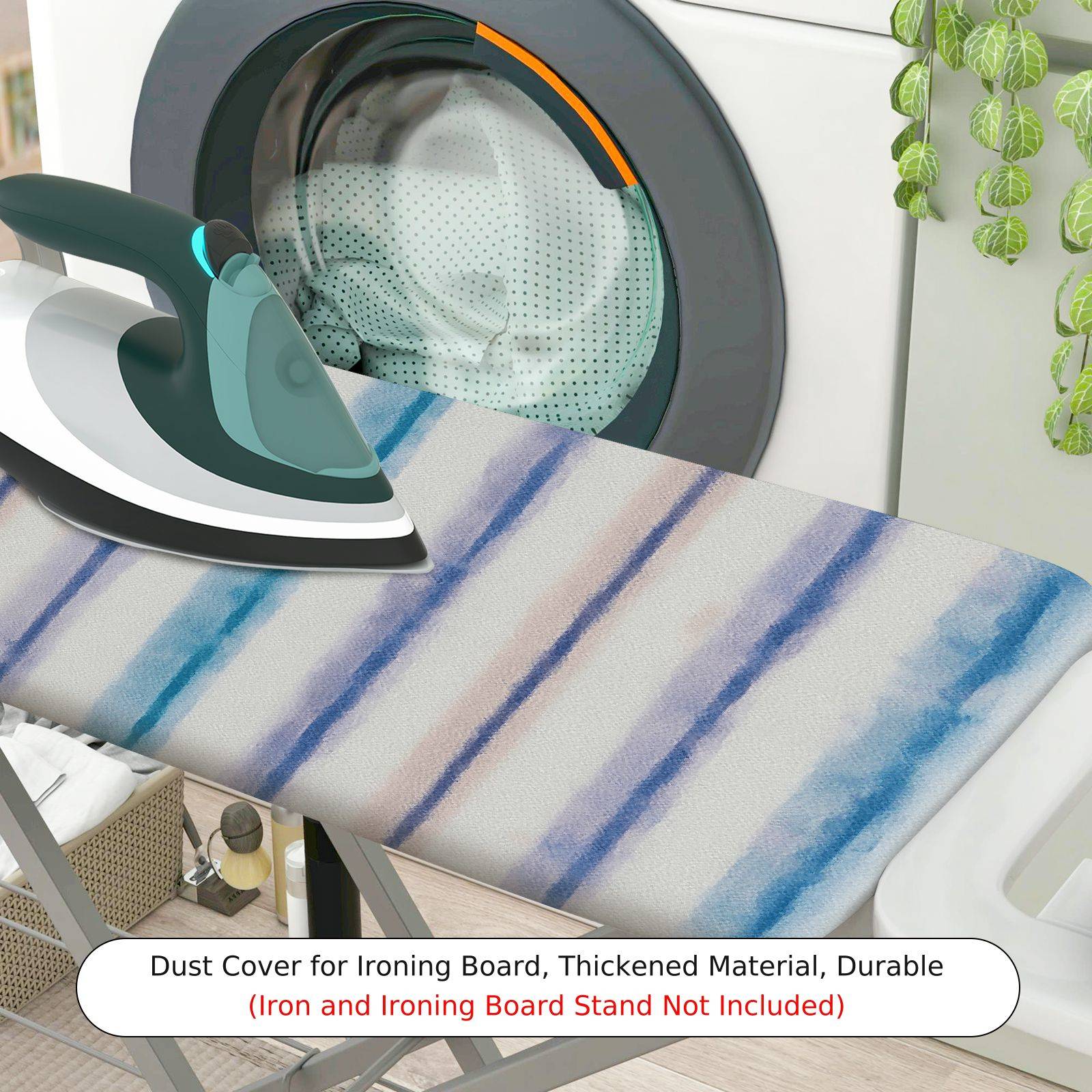 1-Piece Striped Pattern Blue White  Ironing Board Cover, Universal Size, Without Board