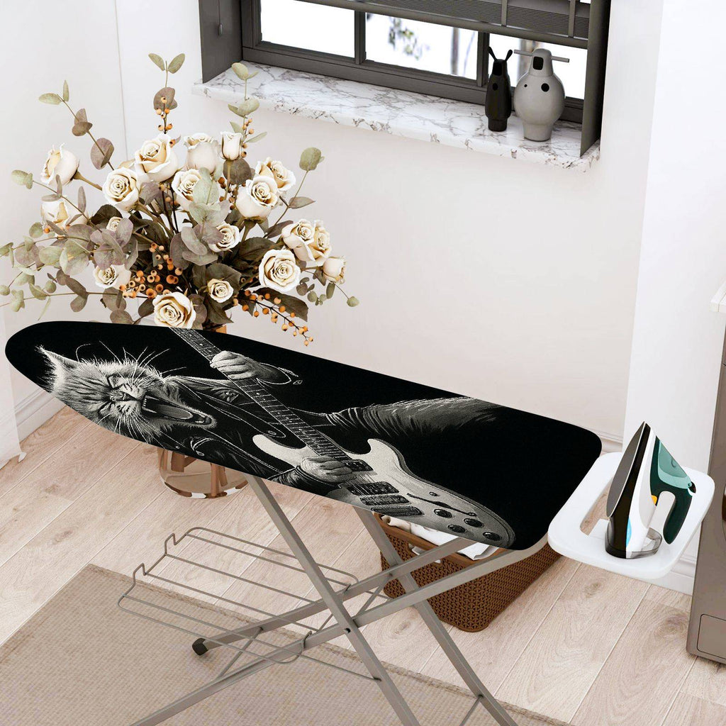 1-Piece Cat Guitar Rock  Ironing Board Cover, Universal Size, Without Board