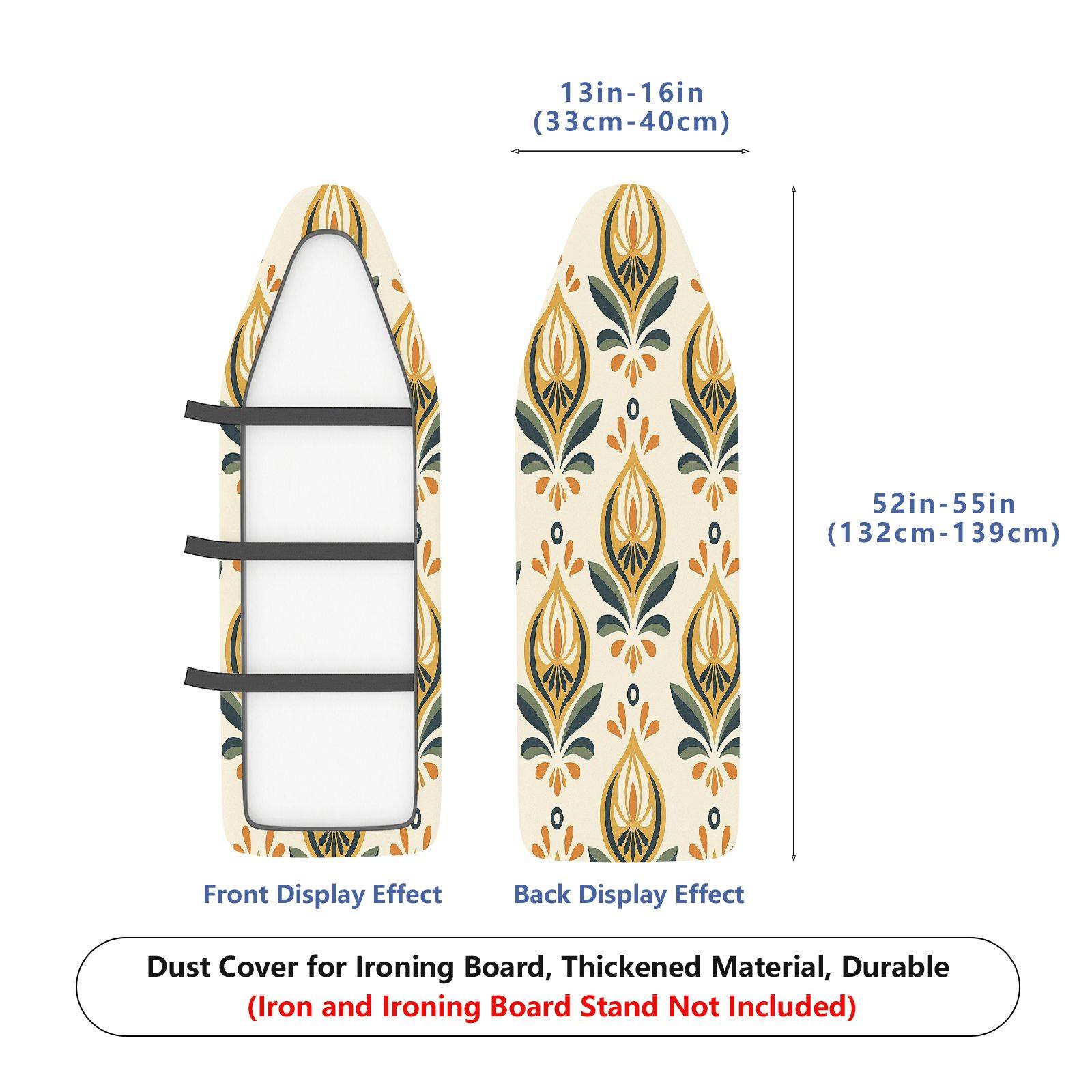 1-Piece Iron Art Floral Retro  Ironing Board Cover, Universal Size, Without Board