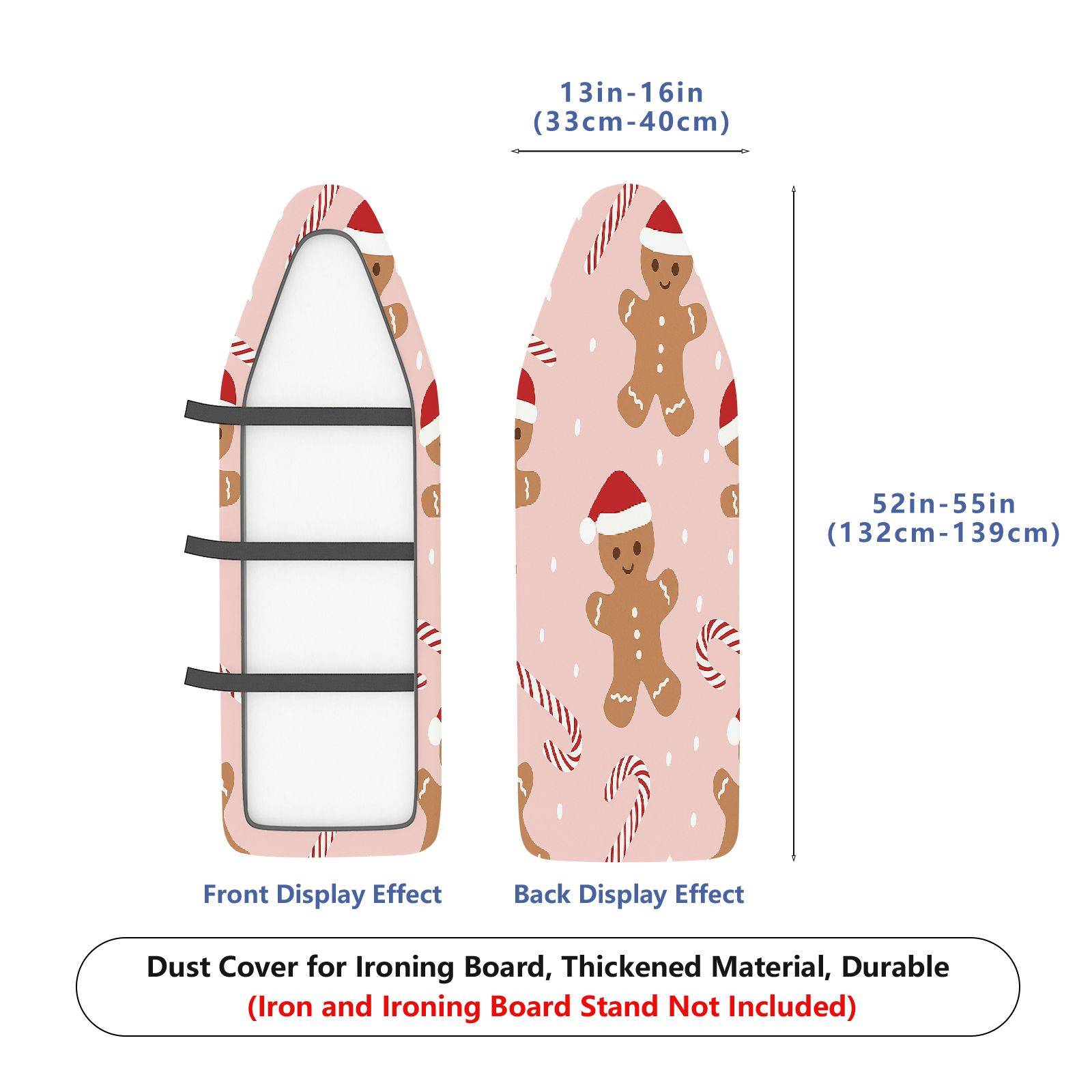 1-Piece Christmas Gingerbread Candy Cane  Ironing Board Cover, Universal Size, Without Board
