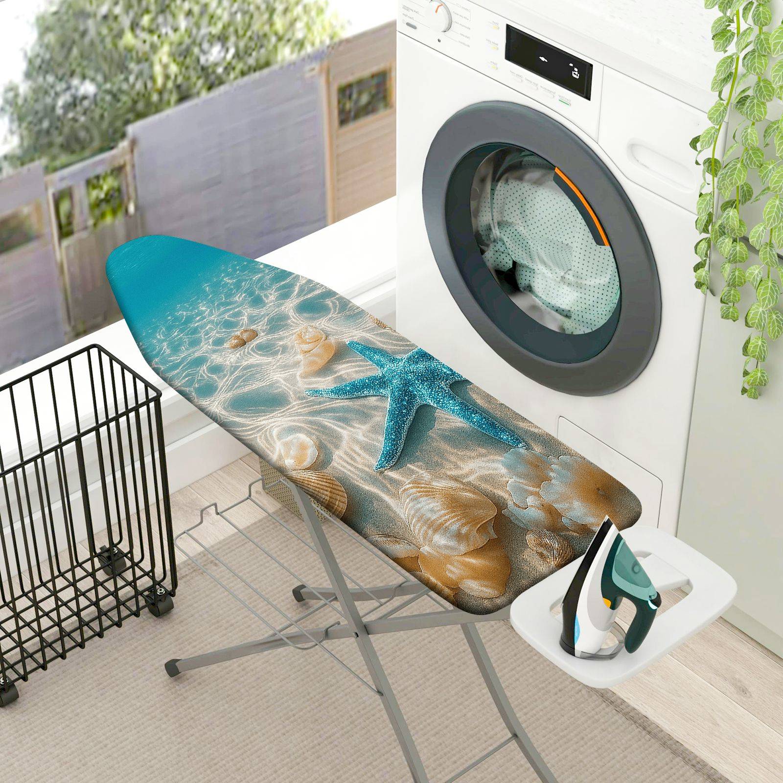1-Piece Ocean Shell Starfish  Ironing Board Cover, Universal Size, Without Board
