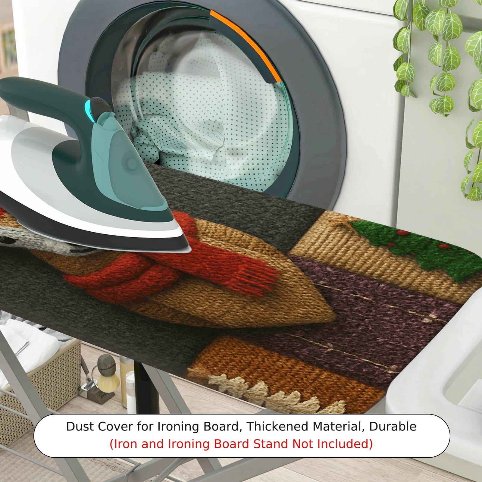 1-Piece Festive Reindeer Christmas  Ironing Board Cover, Universal Size, Without Board