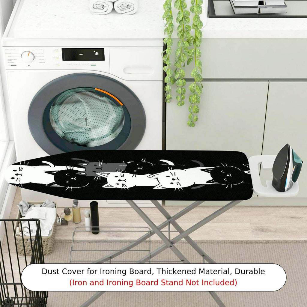 1-Piece Cat Black White  Ironing Board Cover, Universal Size, Without Board